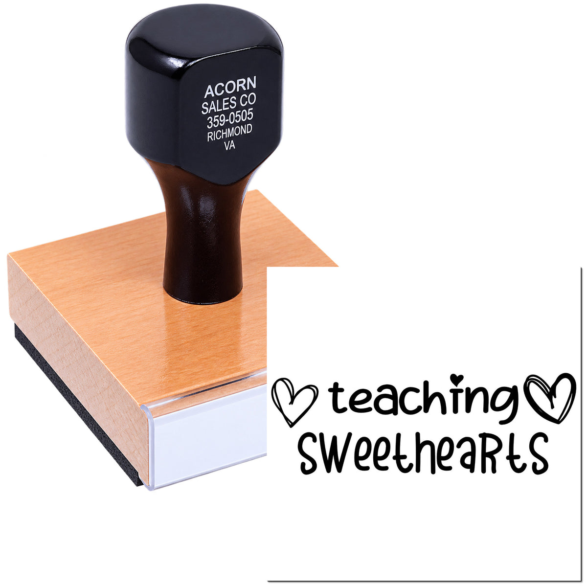 Custom teaching sweethearts rubber stamp for teacher gifts, classroom crafts, and school projects