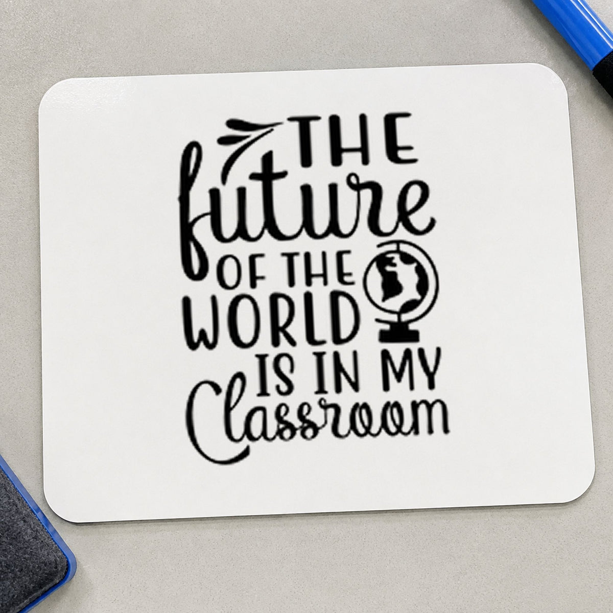 Future World My Classroom rubber stamp printed in black ink, ready for world classroom cards and similar paper crafts.