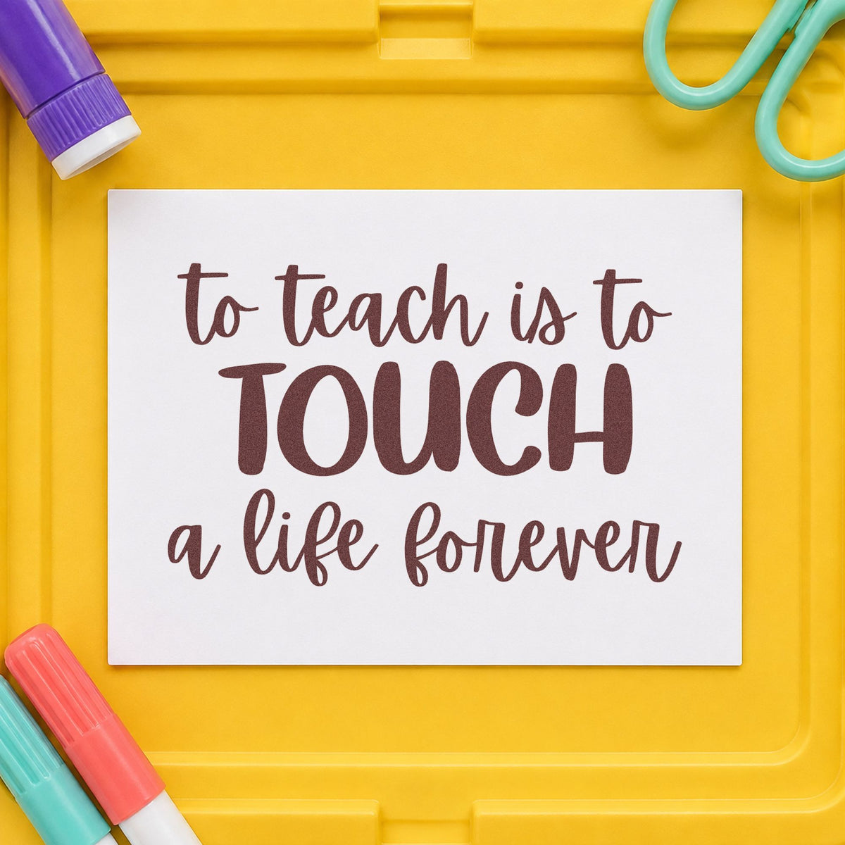 Teach Touch Life Forever Block Lettering Rubber Stamp – Wood Handle in use 4