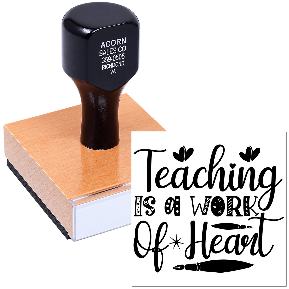 Teaching is a Work of Heart rubber stamp for teacher appreciation crafts, cards, and handmade school projects.