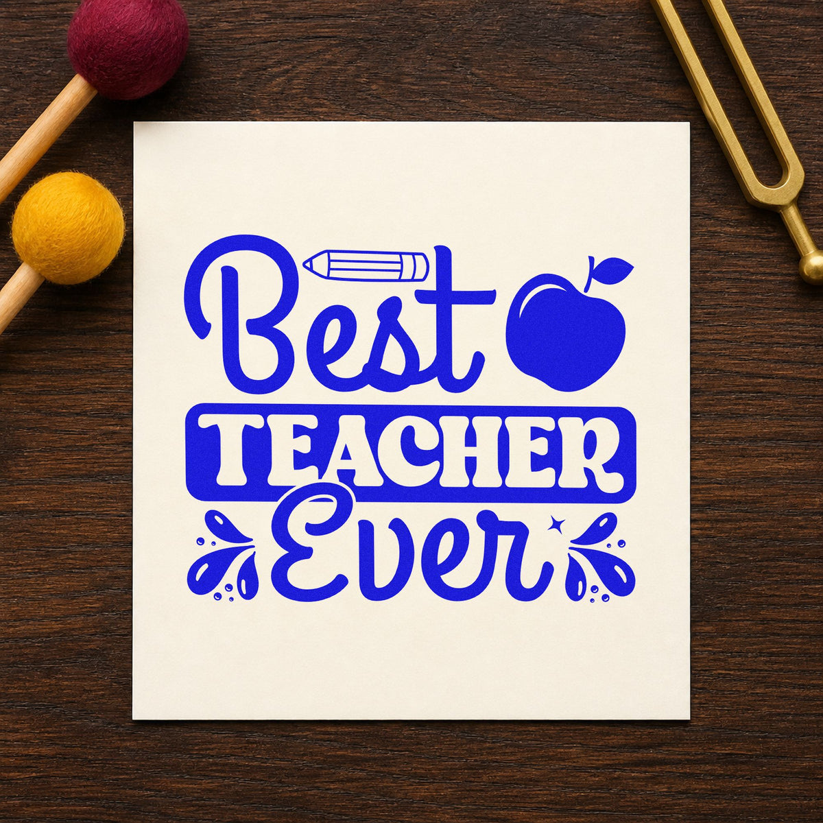 Best Teacher Ever Apple Pencil Motif Stamp – Self-Inking in use 5