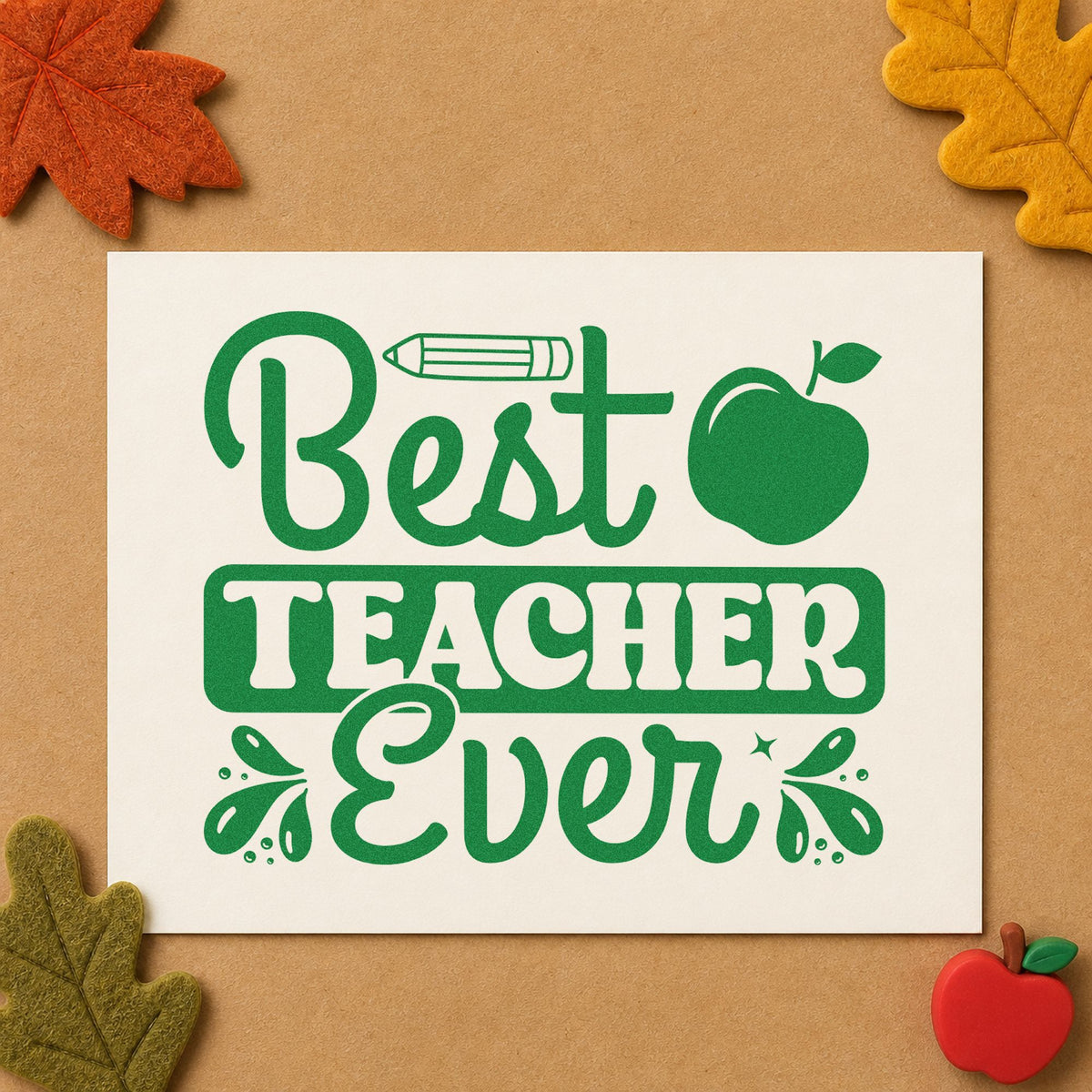 Best Teacher Ever Apple Pencil Motif Stamp – Self-Inking in use 8