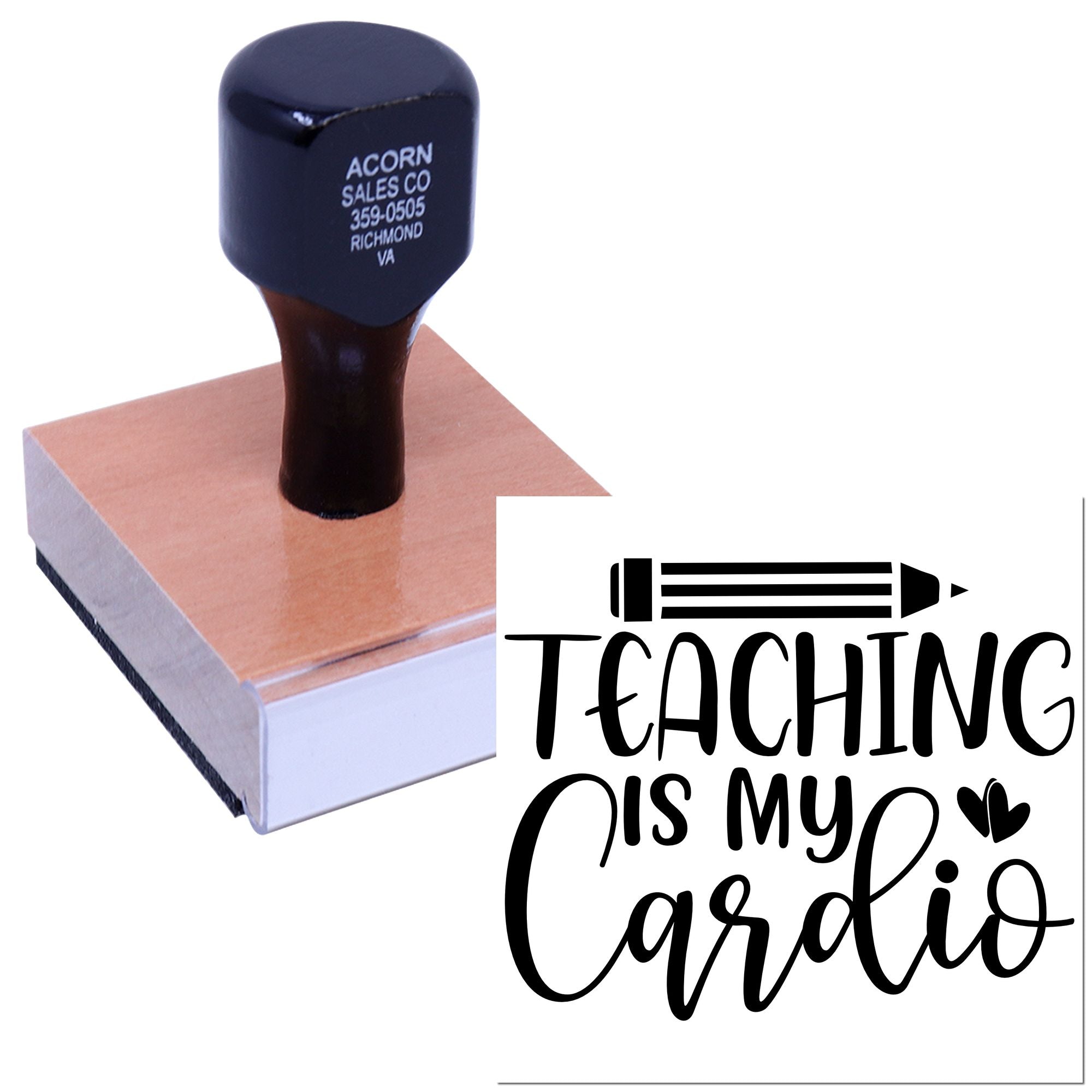 Custom teacher rubber stamp with Teaching is my cardio design for classroom use, grading, and teacher gifts.