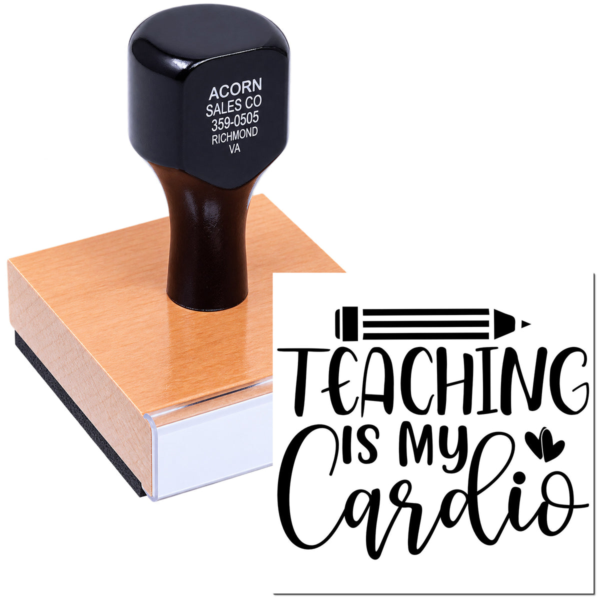 Custom teacher rubber stamp with Teaching is my cardio design for classroom use, grading, and teacher gifts.