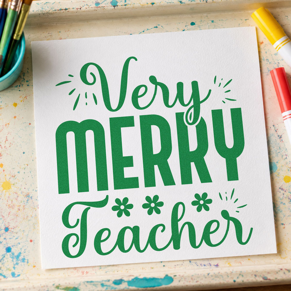 Very Merry Teacher Stamp – Self-Inking in use 3