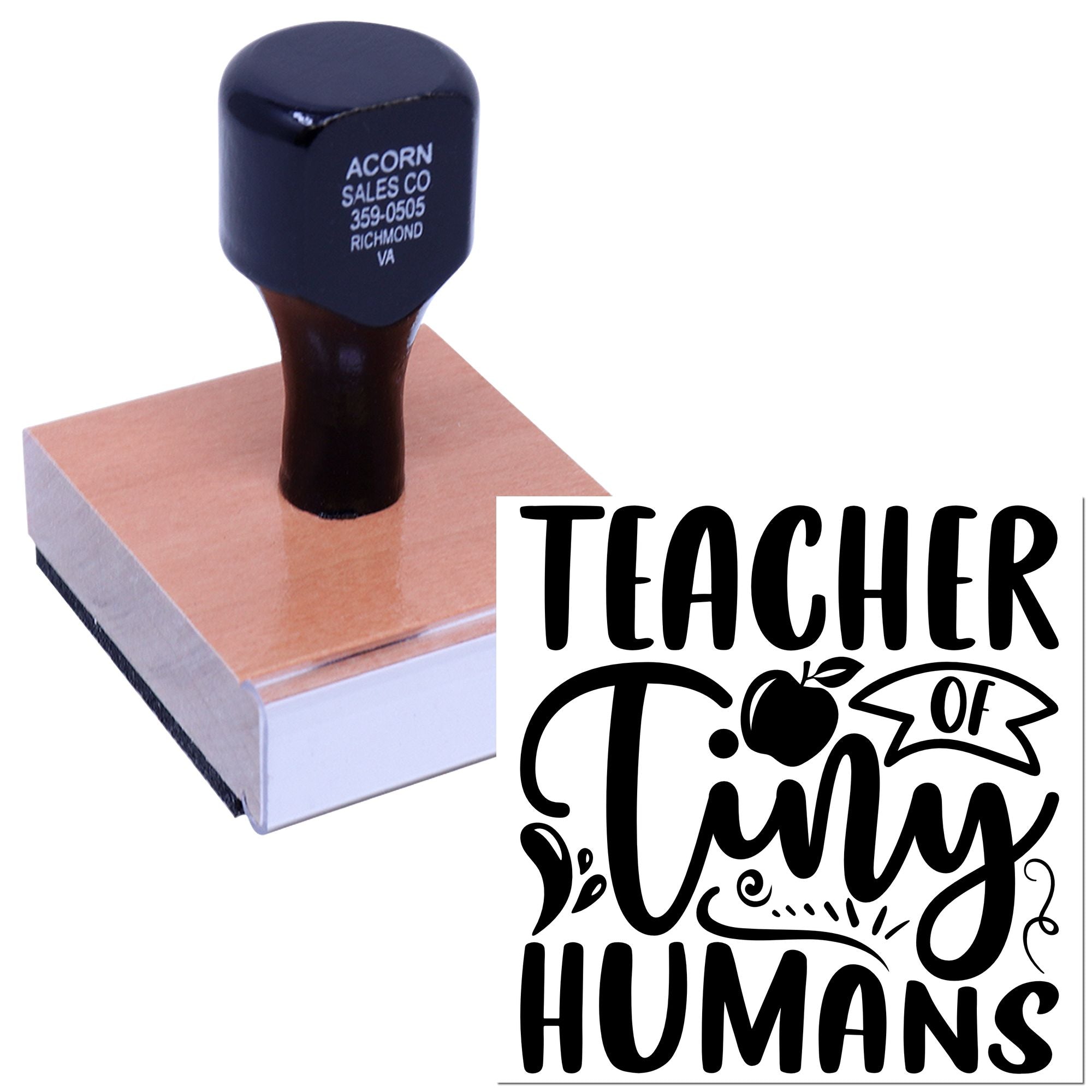 Teacher of Tiny Humans custom rubber stamp for classrooms, teacher gifts, and craft projects.