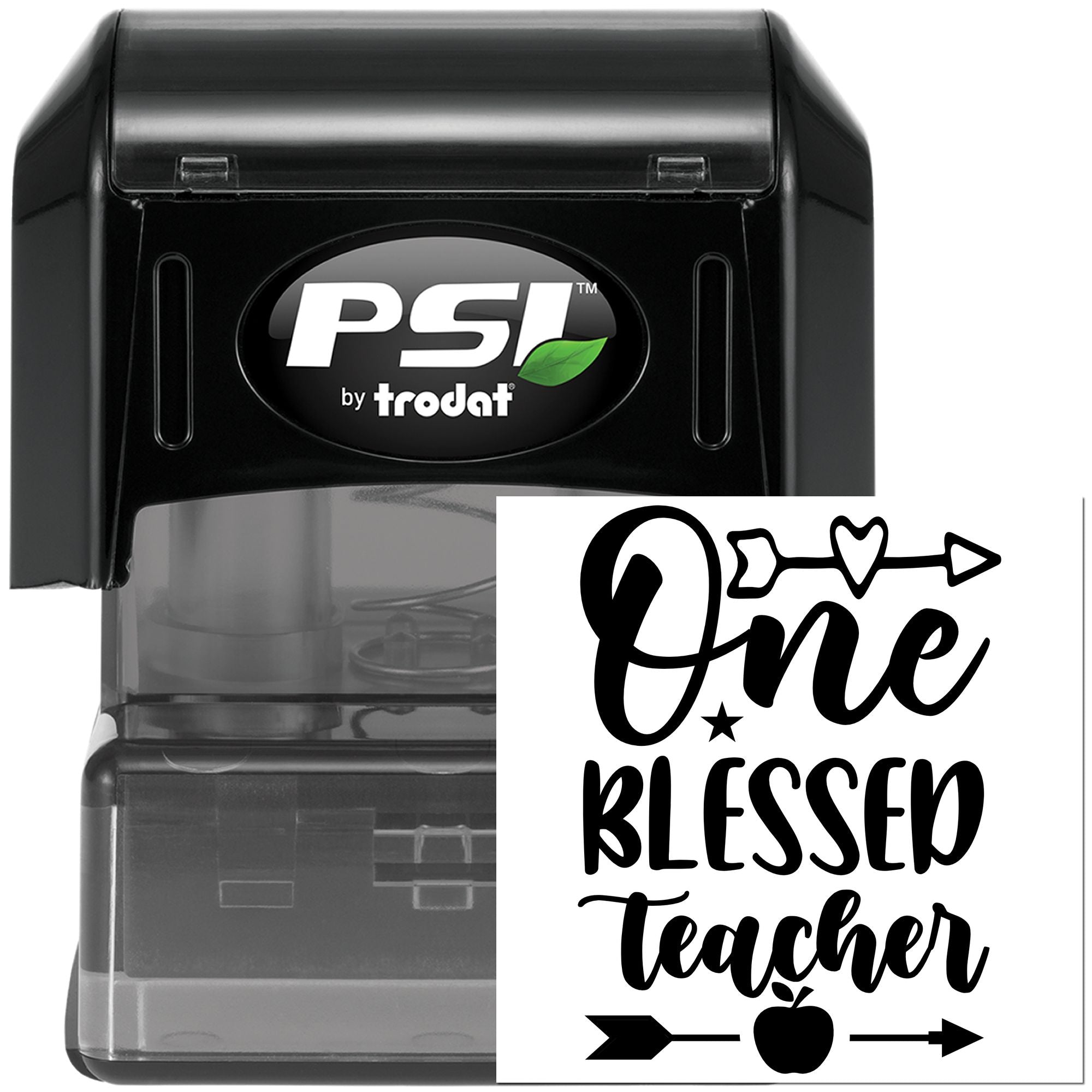 PSI by Trodat self-inking rubber stamp with One Blessed Teacher design for teacher appreciation projects