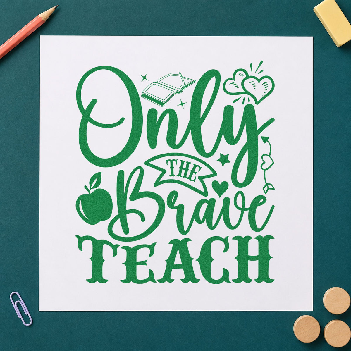 Only The Brave Teach Apple Stamp – Wood Handle in use 3