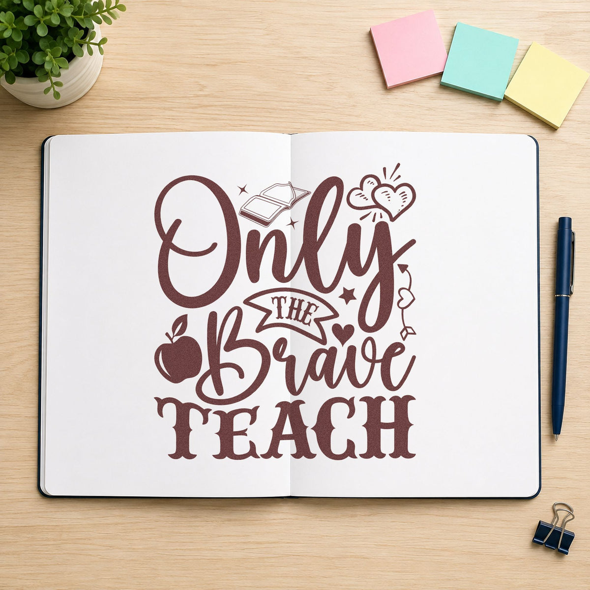 Only The Brave Teach Apple Stamp – Wood Handle in use 4