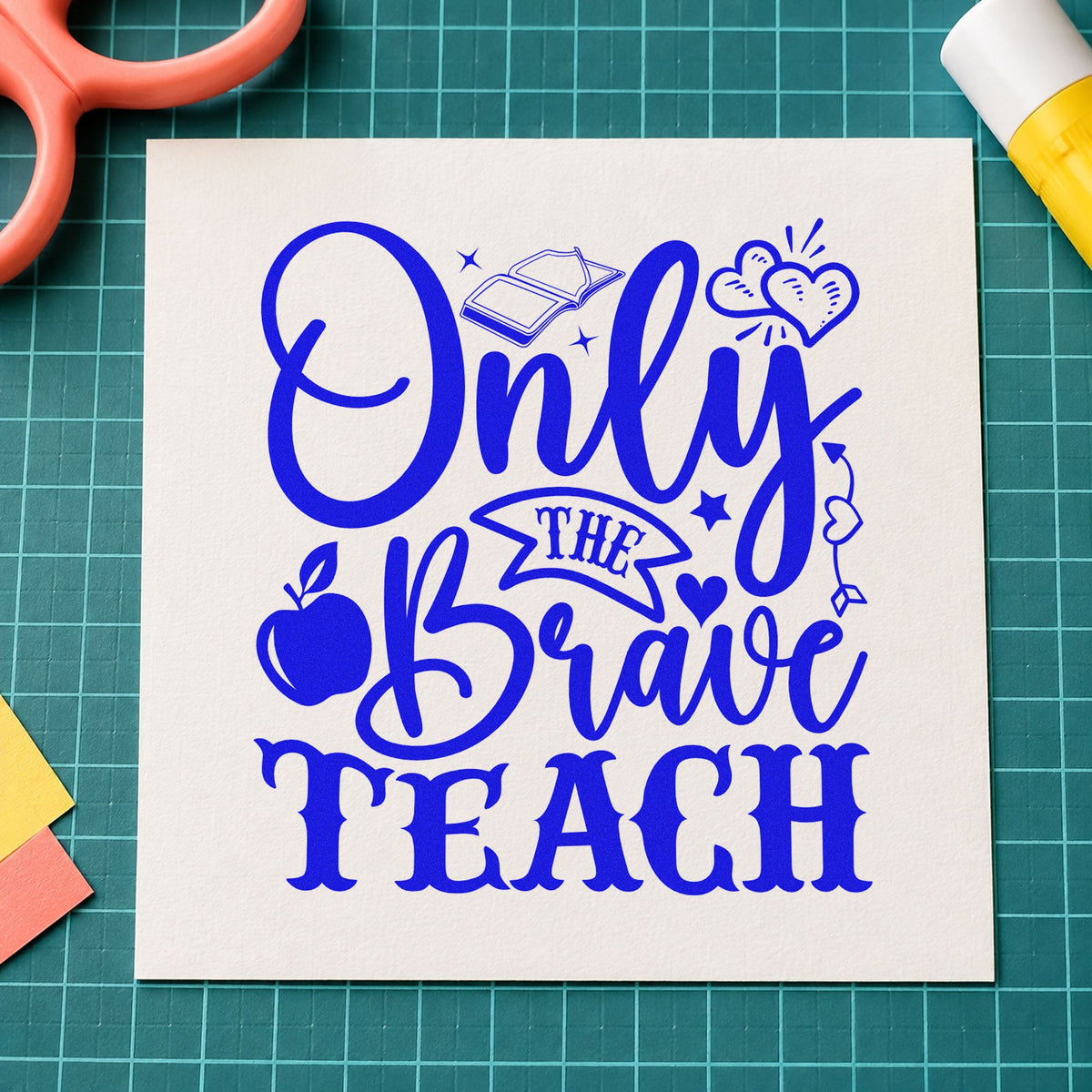 Only The Brave Teach Apple Stamp – Wood Handle in use 6