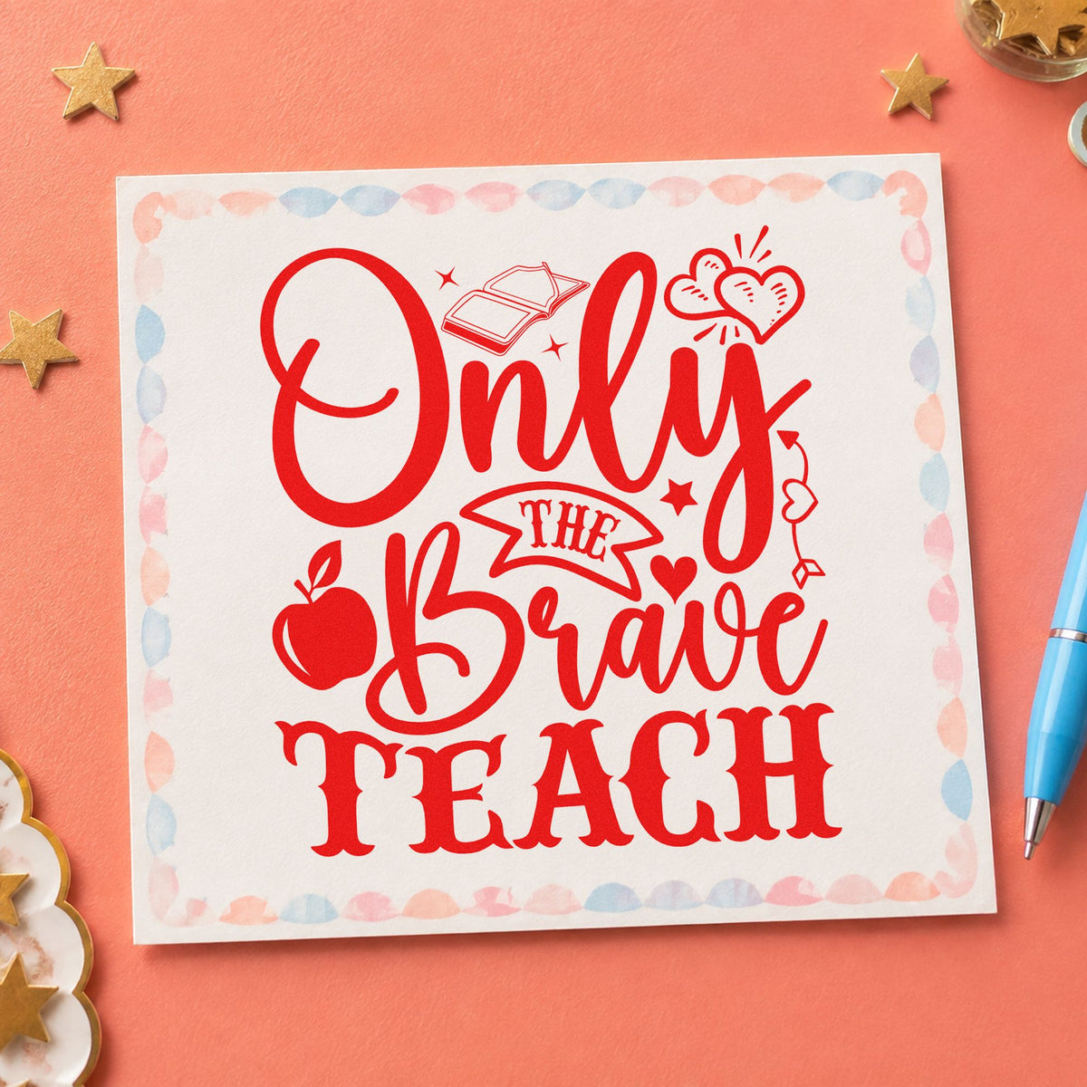 Only The Brave Teach Apple Stamp – Wood Handle in use 7