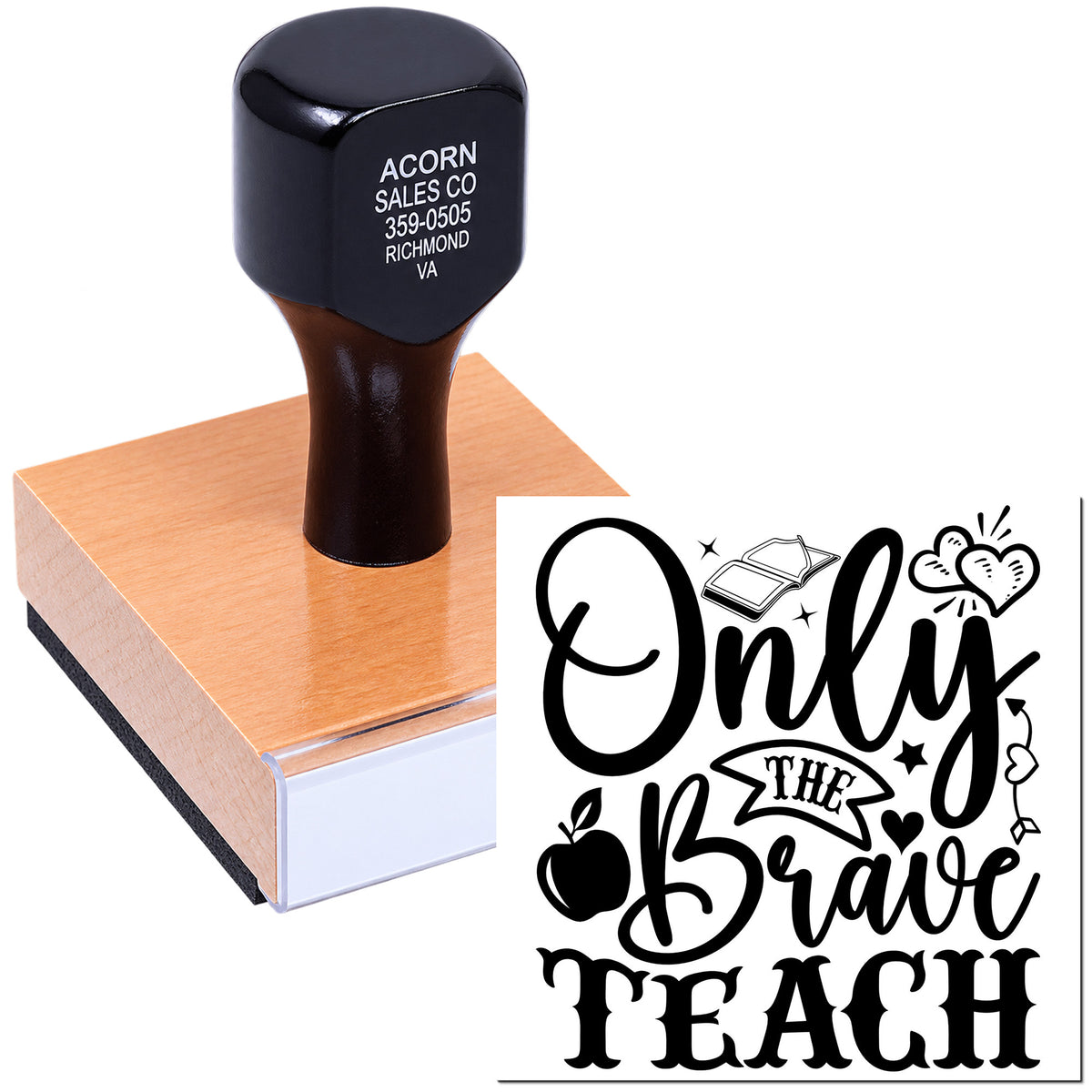 Custom teacher rubber stamp with Only the Brave Teach design for classroom crafts, labeling, and educator gifts.