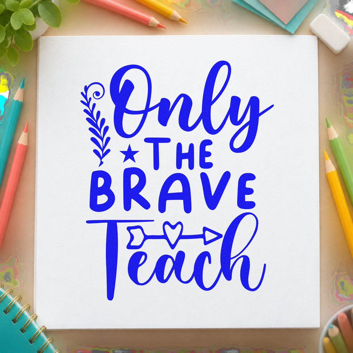 Only The Brave Teach Arrow Rubber Stamp – Duo Hand in use 5