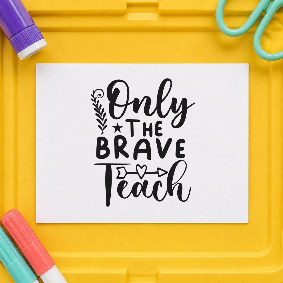 Only The Brave Teach Arrow Rubber Stamp – Duo Hand in use 9