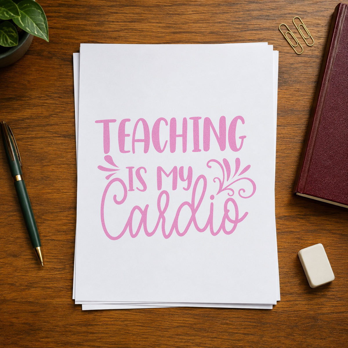 Teaching Is My Cardio Script Lettering Hand Stamp – Duo in use 10
