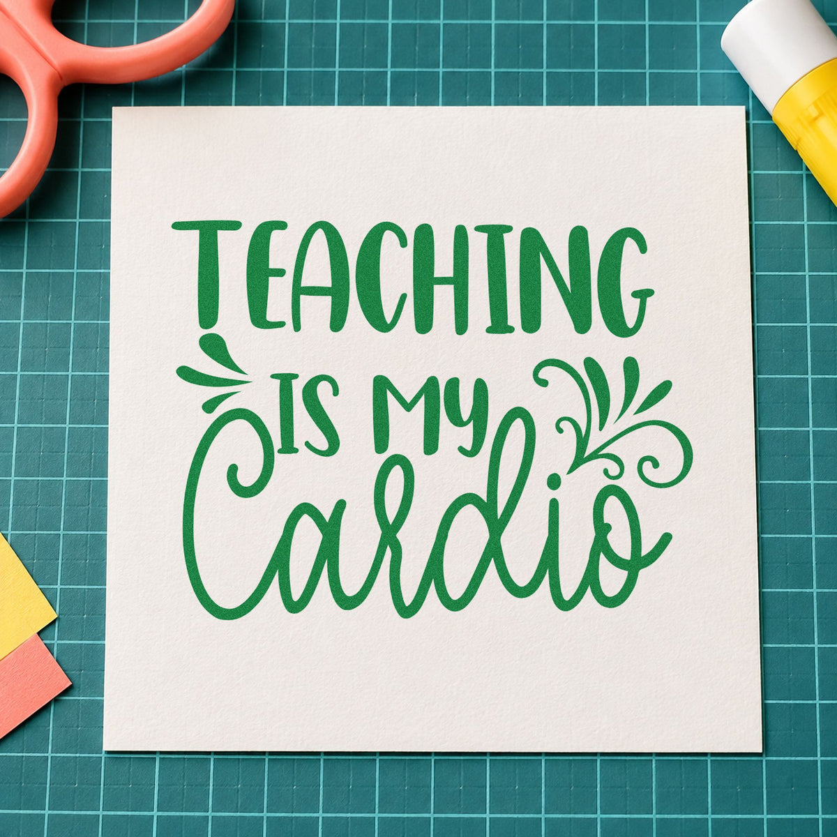 Teaching Is My Cardio Script Lettering Hand Stamp – Duo in use 3