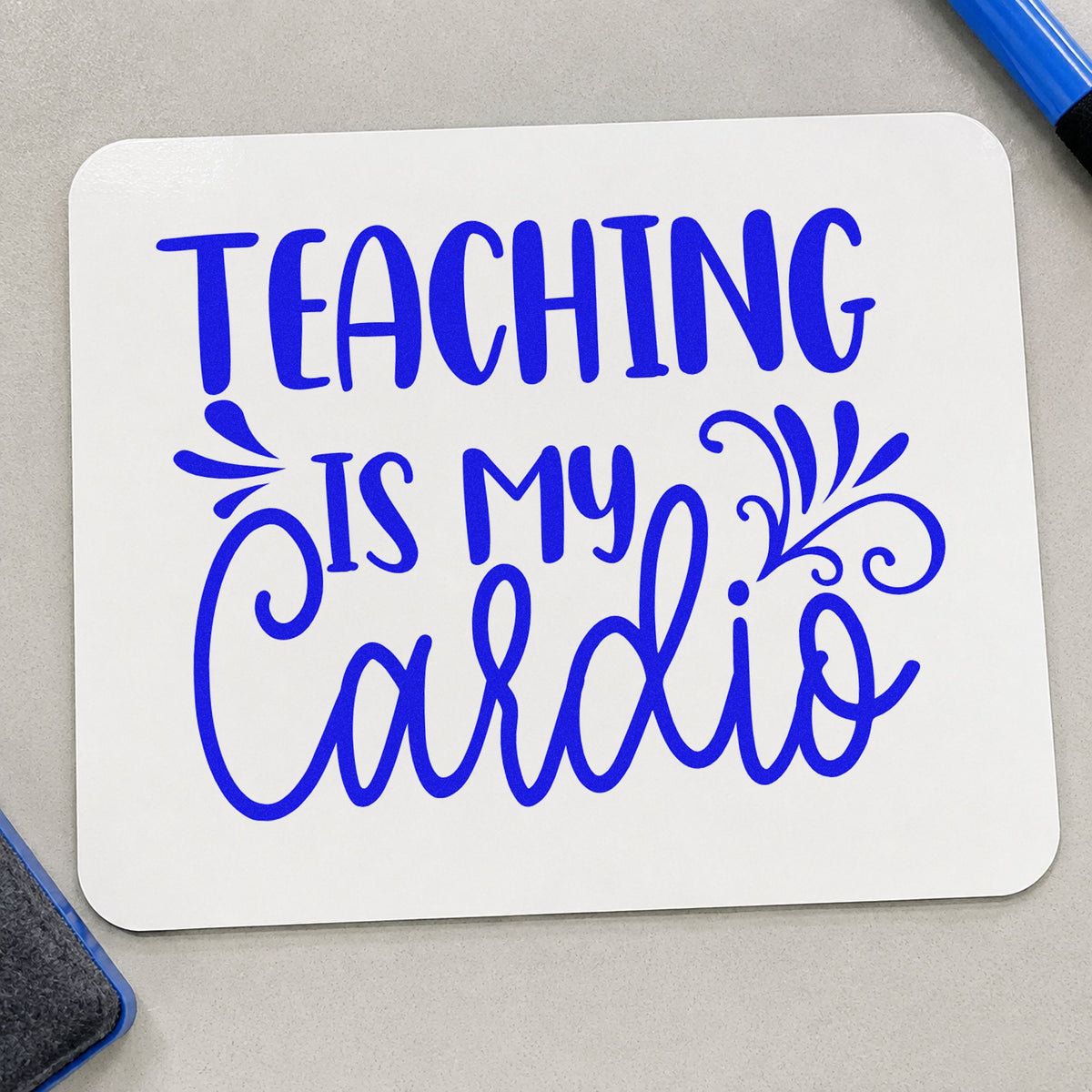 Teaching Is My Cardio Script Lettering Hand Stamp – Duo in use 5