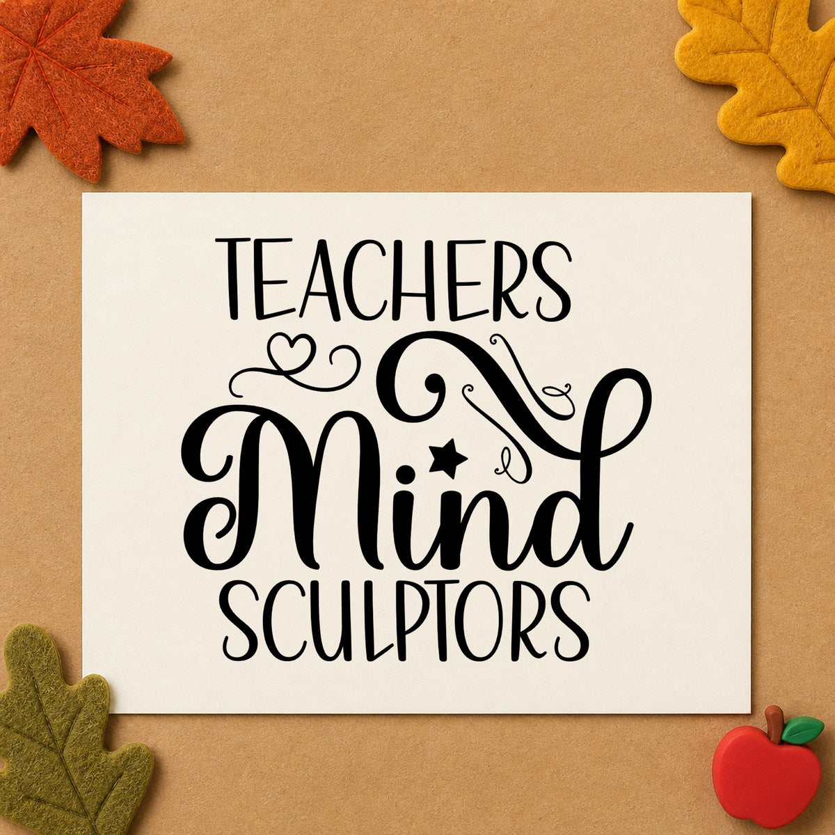 Teachers Mind Sculptors rubber stamp printed in black ink, ready for ornate curls cards and similar paper crafts.