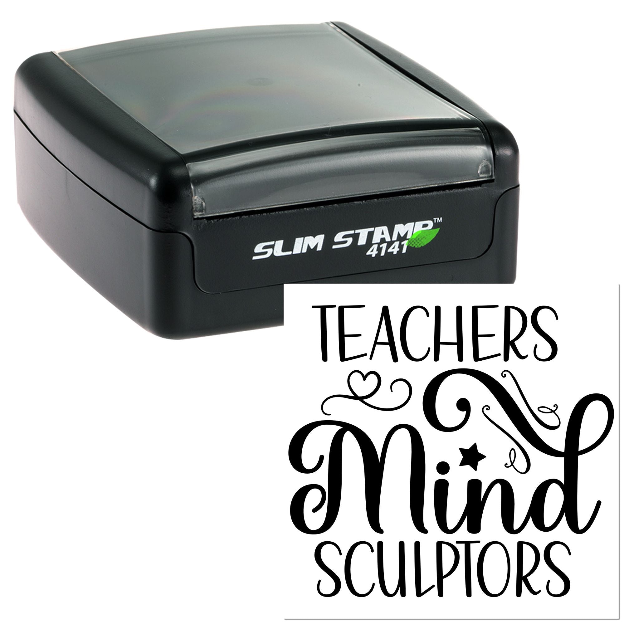 Slim Stamp 4141 self-inking rubber stamp with Teachers mold sculptors design for teacher appreciation.