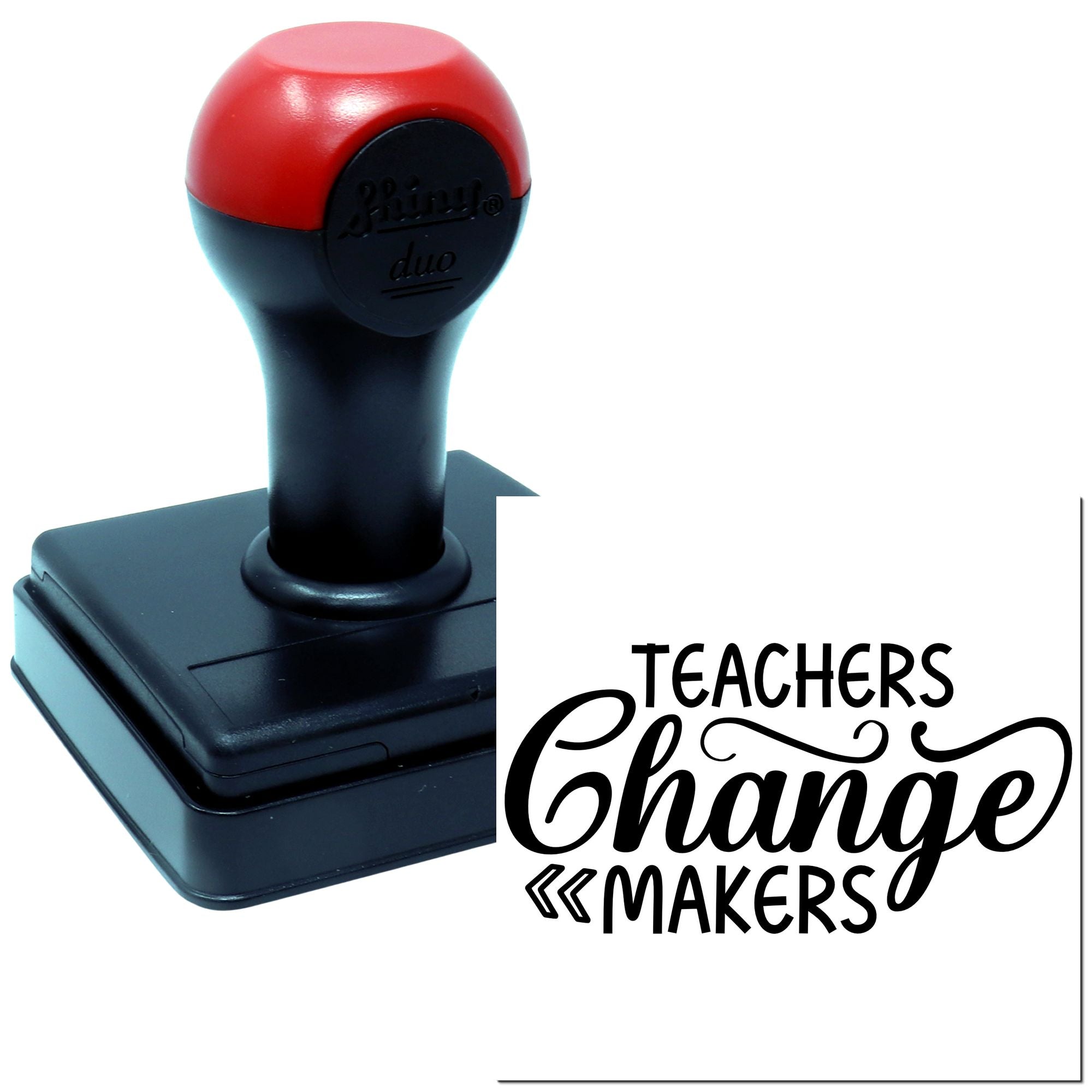 Self-inking Teachers Change Makers rubber stamp for teachers' classroom grading and motivational feedback.