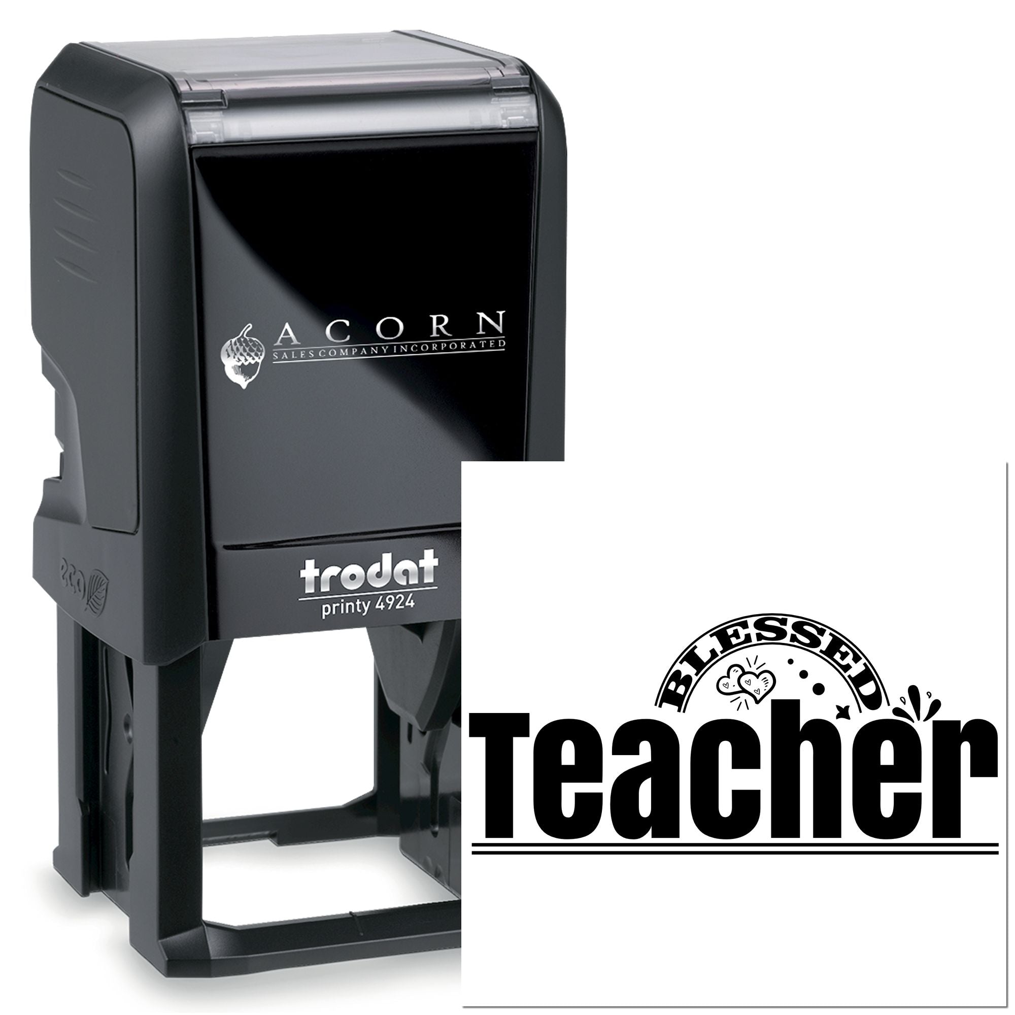 Trodat Printy 4924 self-inking teacher rubber stamp with Blessed Teacher design for classroom marking