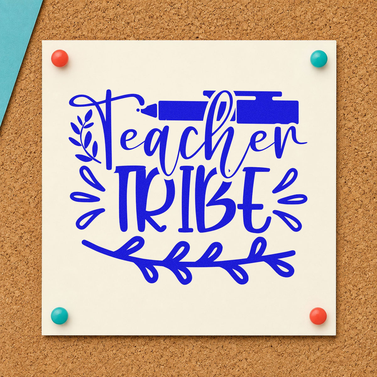 Teacher Tribe Pen And Leaves Leafy Branches Hand Stamp – Duo in use 6