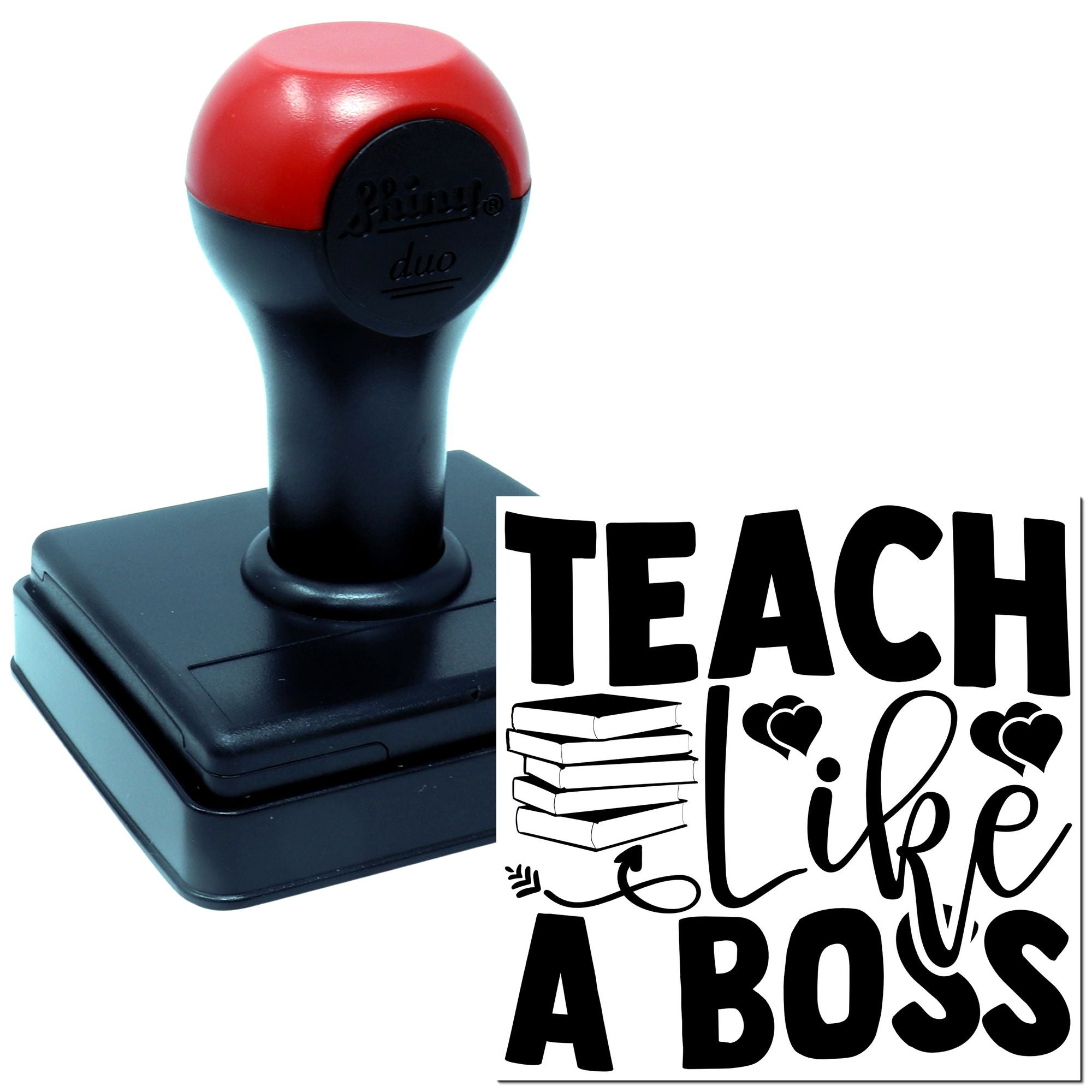Self-inking rubber stamp with Teach Like a Boss design for teachers, classrooms, and motivational reward stamping.