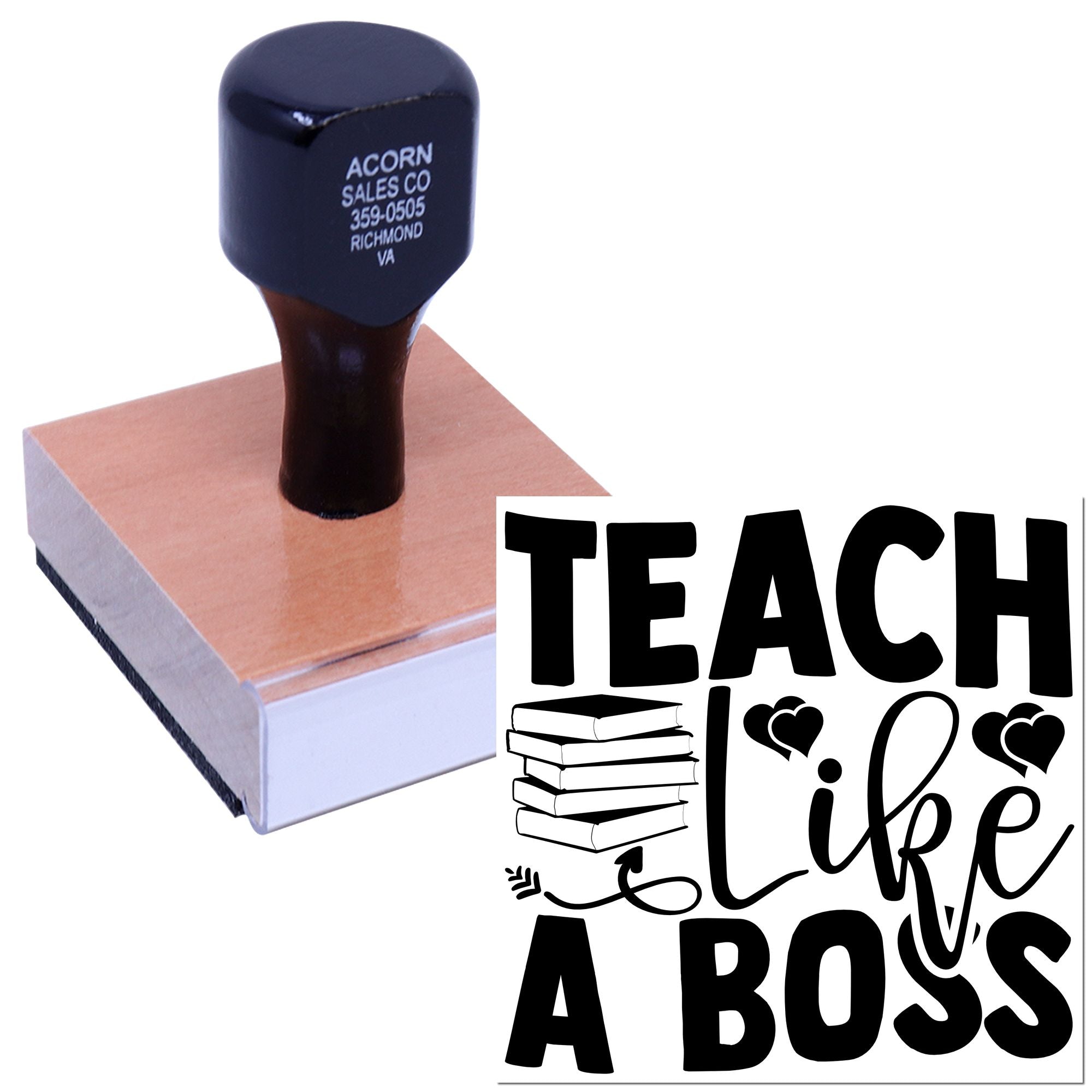 Custom self-inking teacher rubber stamp with Teach Life a Boss design for classroom use and educator gifts.