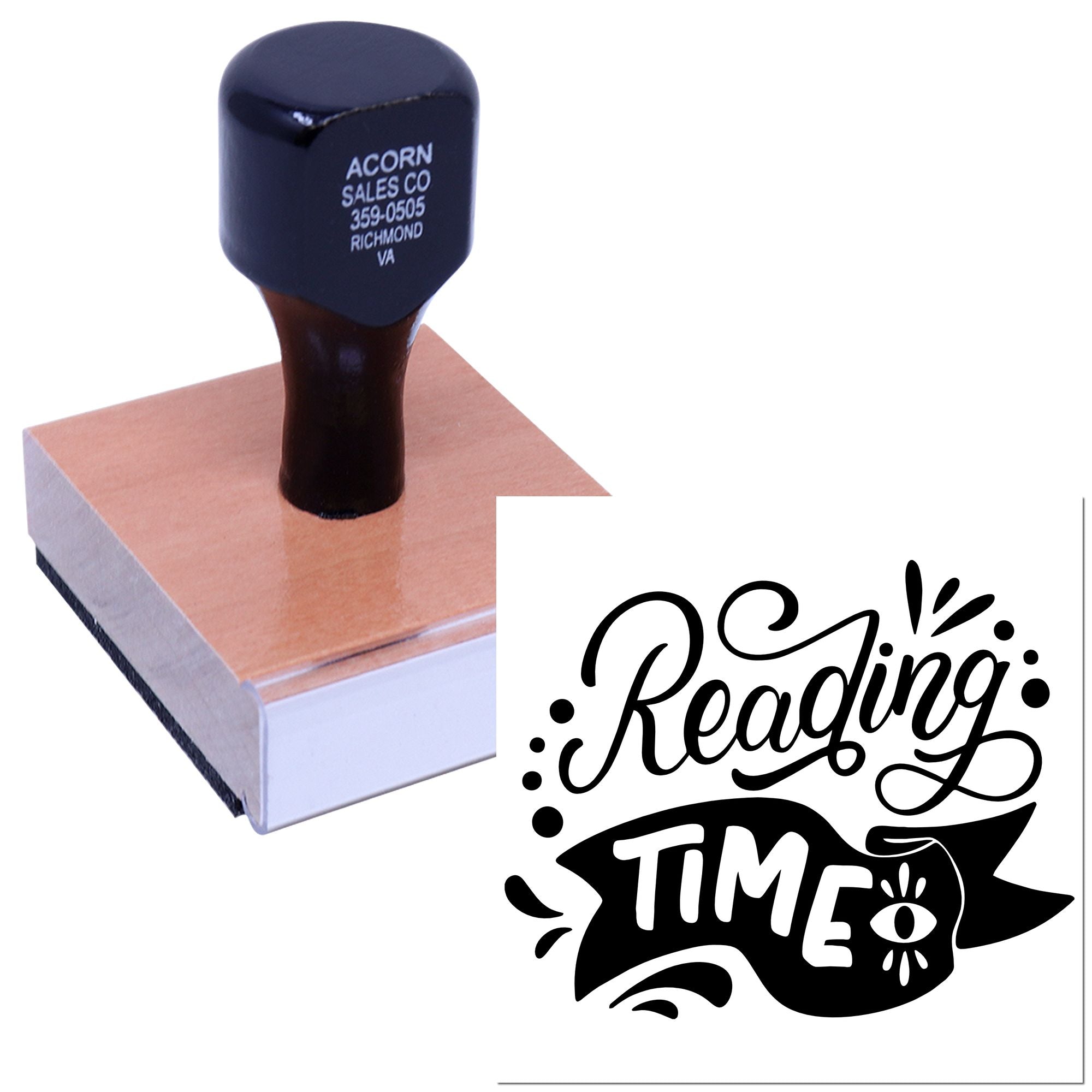 Custom rubber stamp with Reading Time design, ideal for books, teachers, libraries, and reading incentive programs.