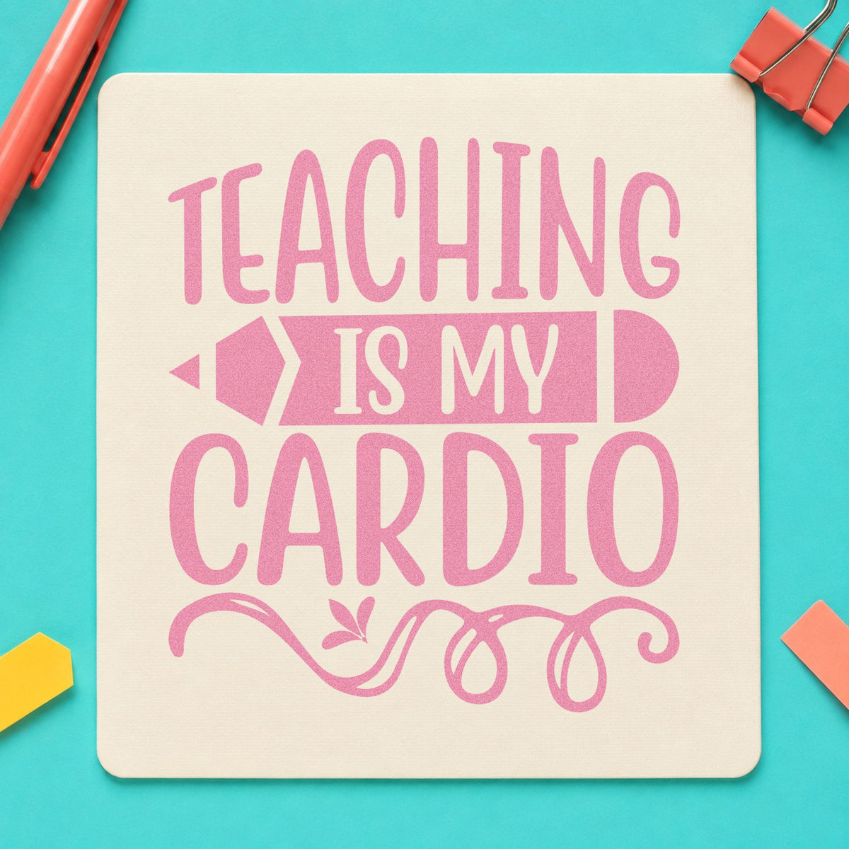 Teaching Cardio Pencil Banner Lettering Flourish Pre-Inked Stamp – Slim in use 10