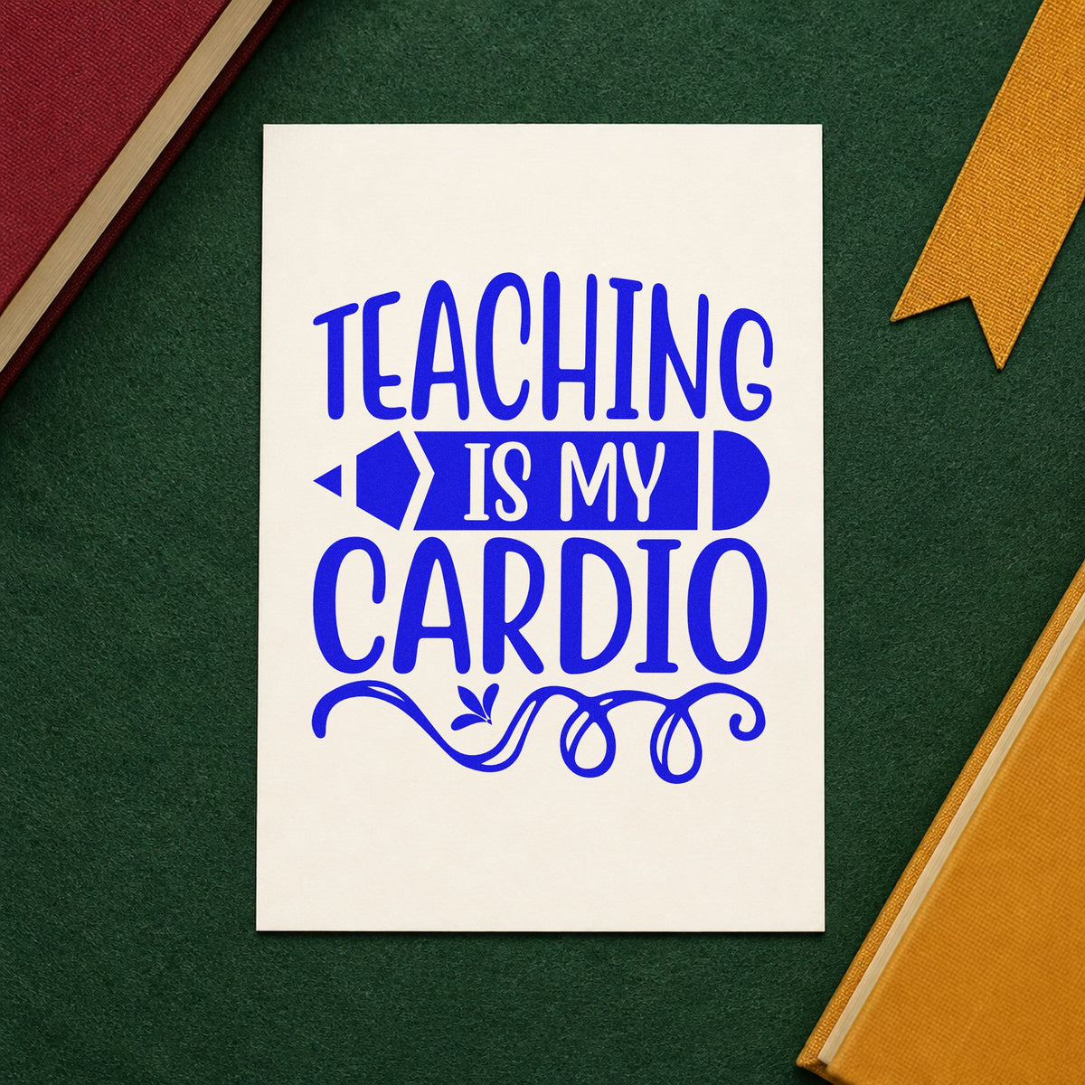 Teaching Cardio Pencil Banner Lettering Flourish Pre-Inked Stamp – Slim in use 5