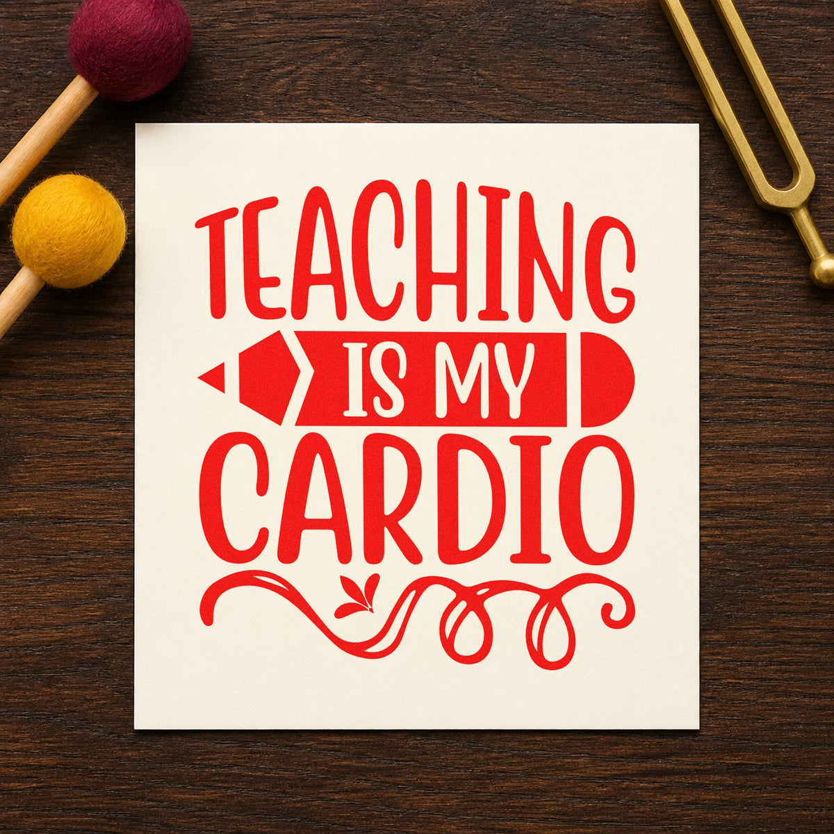 Teaching Cardio Pencil Banner Lettering Flourish Pre-Inked Stamp – Slim in use 7