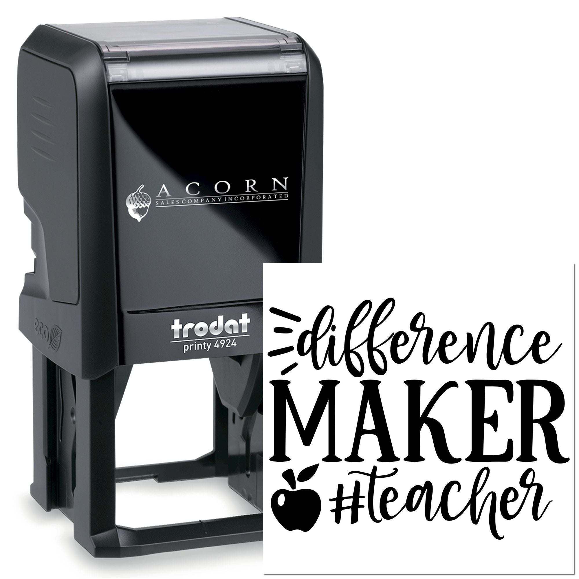 Custom self-inking rubber stamp for teachers, Trodat Printy 4924, with difference maker #teacher design