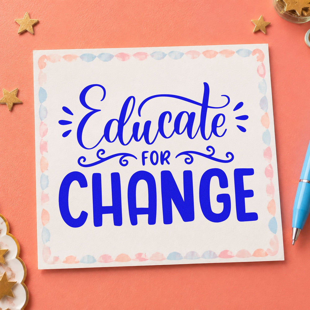 Educate For Change Slim Pre-Inked Stamp in use 5