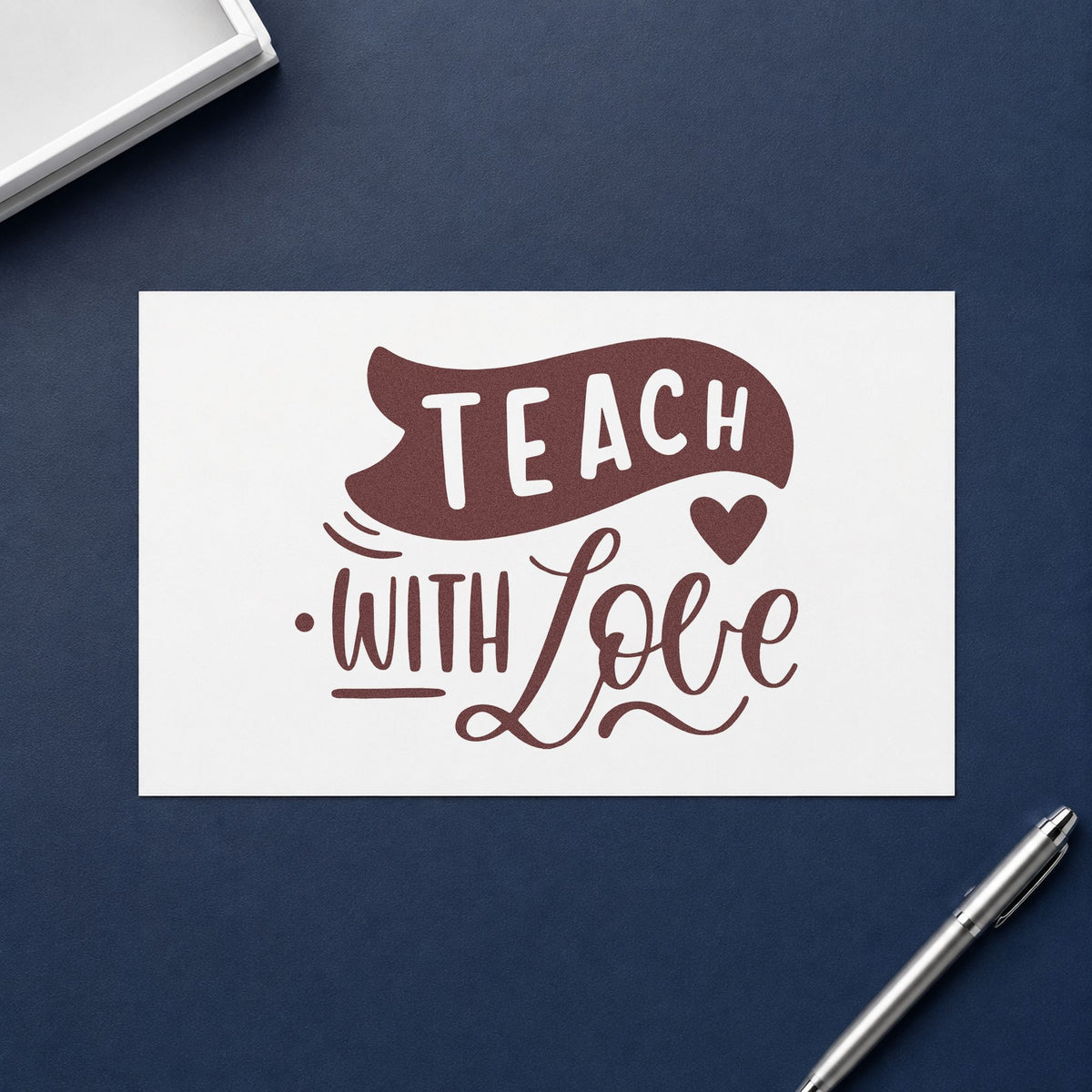 Teach With Love Banner Compact Pre-Inked Stamp – Slim in use 4