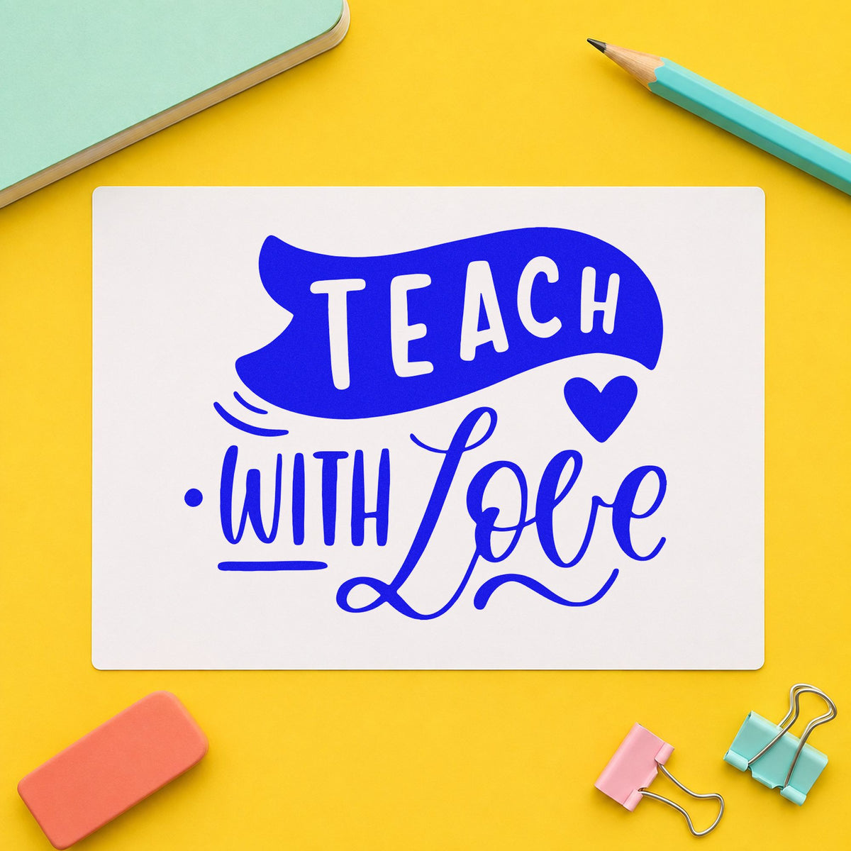 Teach With Love Banner Compact Pre-Inked Stamp – Slim in use 5