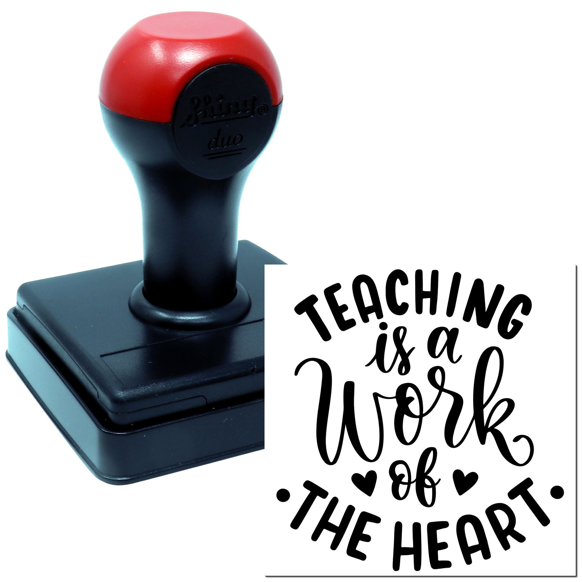 Custom rubber stamp with Teaching is a Work of Heart design for teacher appreciation cards, crafts, and scrapbooking.