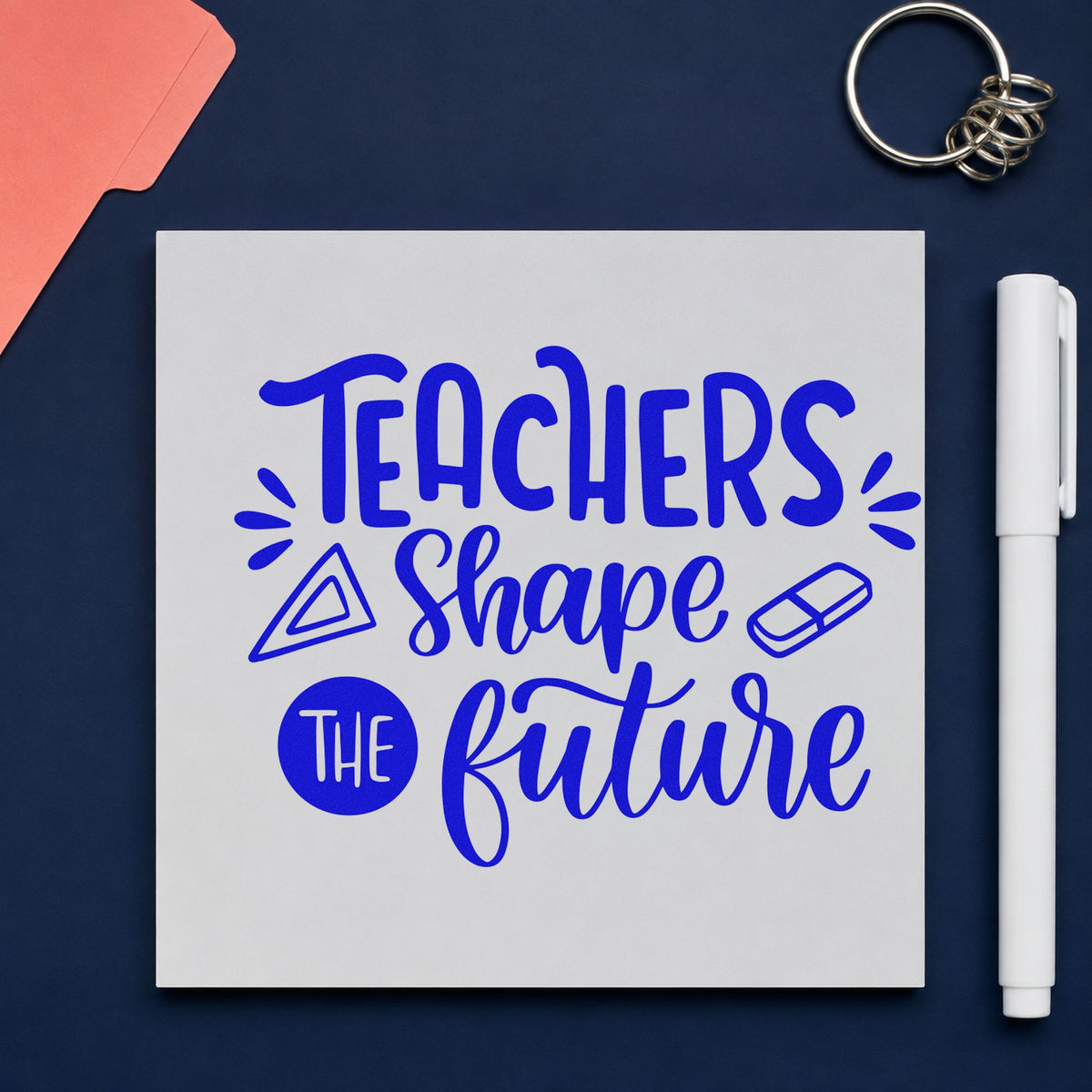 Teachers Shape The Future Rubber Stamp – Wood Handle in use 5