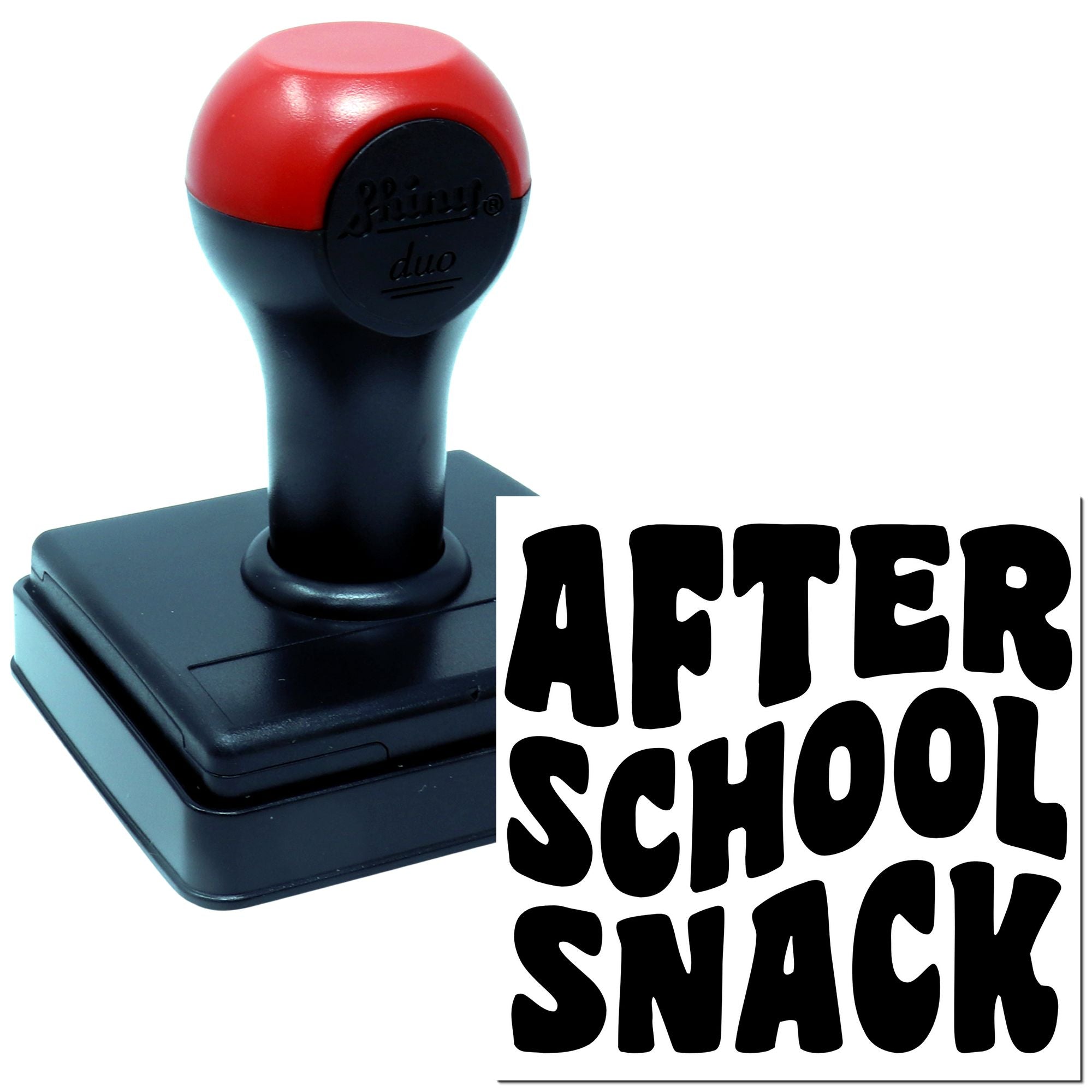 After School Snack self-inking rubber stamp for labeling school treats and snack time in bold custom text