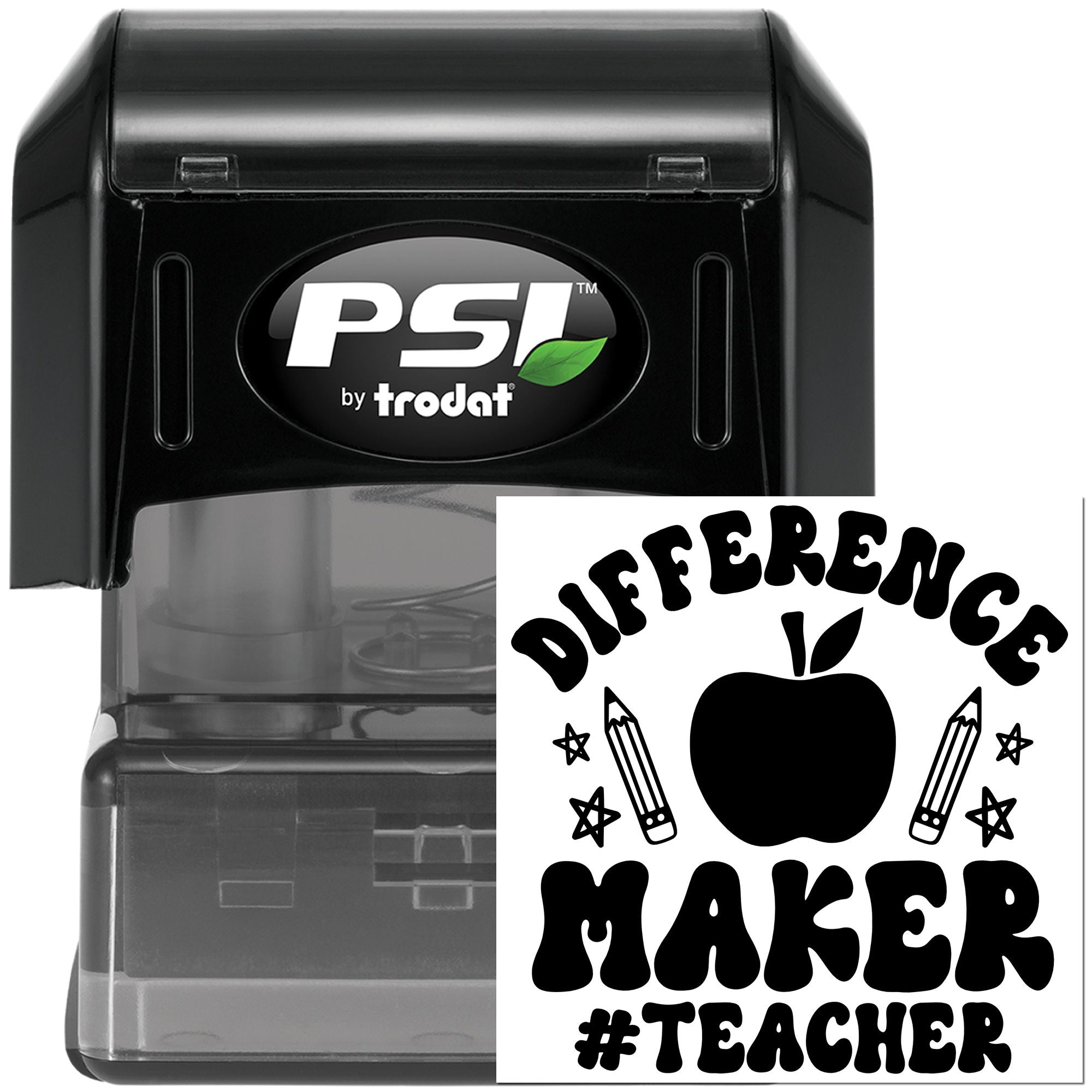 PSI by Trodat self-inking rubber stamp with Different Maker #Teacher apple and pencil design for teacher craft stamping.