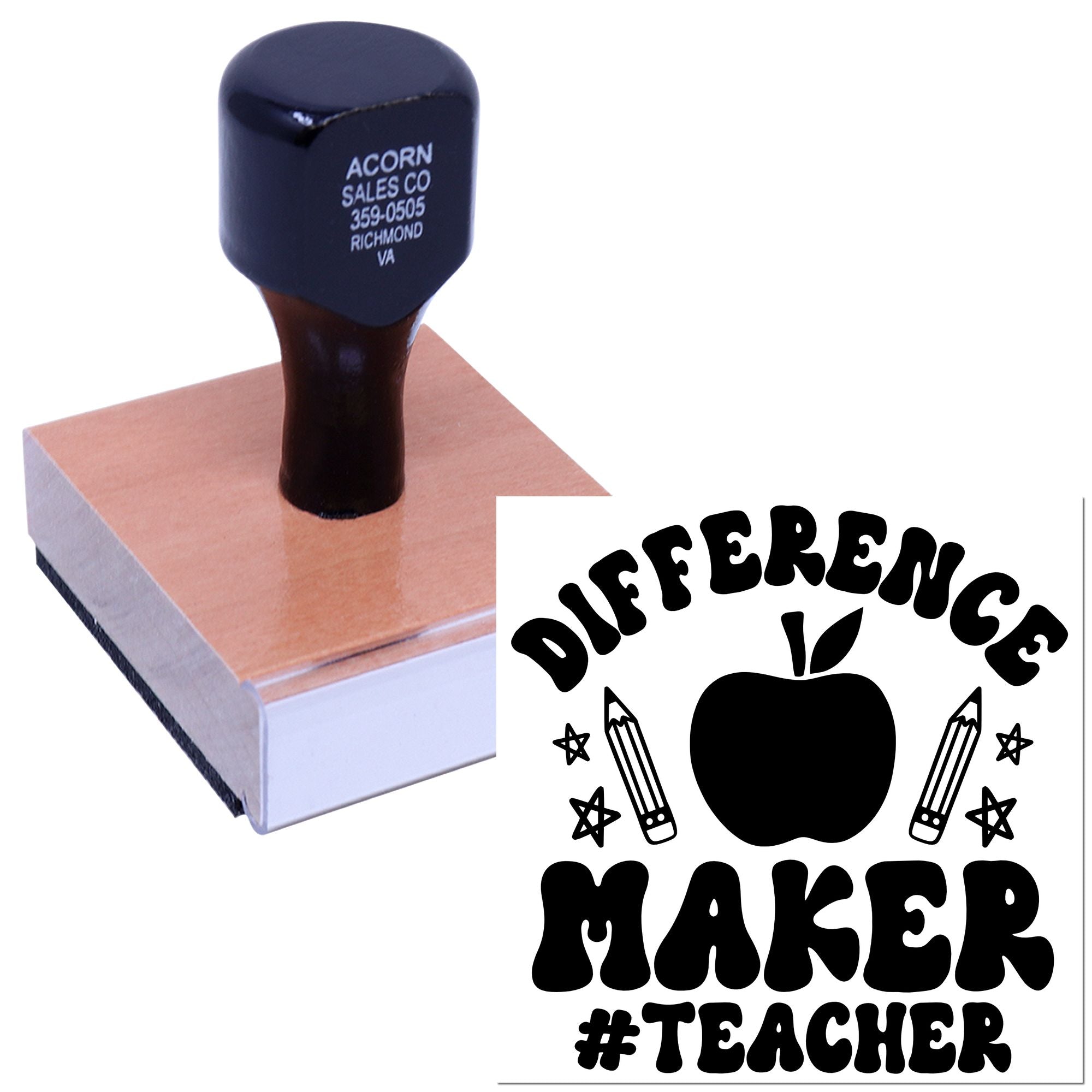 Custom teacher rubber stamp with Different Maker #Teacher apple design for classroom grading and student feedback.