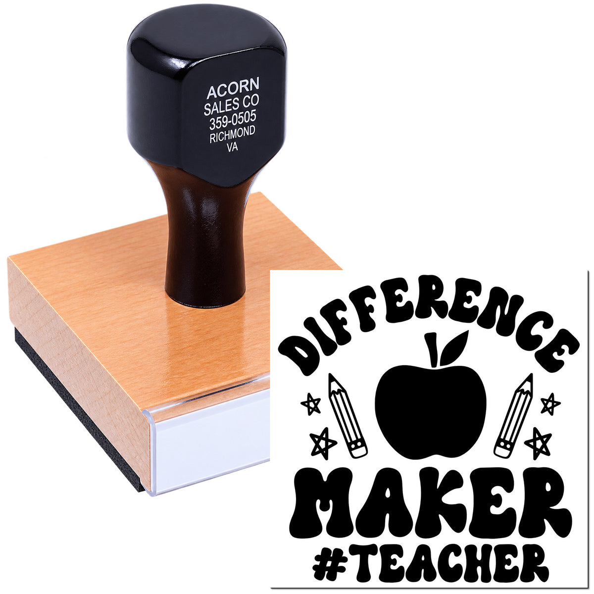 Custom teacher rubber stamp with Different Maker #Teacher apple design for classroom grading and student feedback.