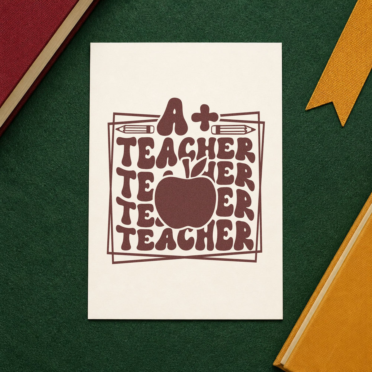 A Plus Teacher Repeated Framed Lettering Pre-Inked Stamp – Slim in use 4