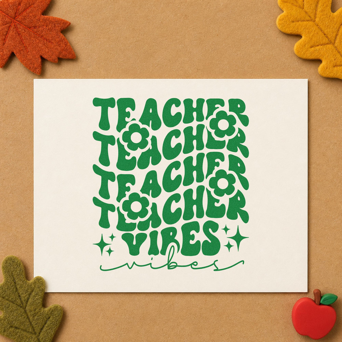 Pre-Inked Teacher Vibes Repeated Flowers With Sparkles Stamp – PSI in use 3