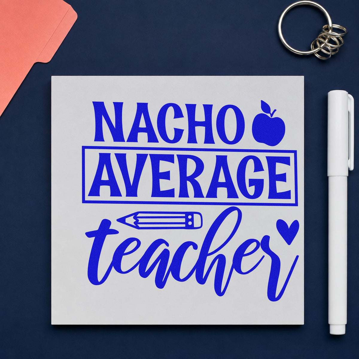 Nacho Average Teacher Apple Pencil Hand Stamp – Duo in use 5
