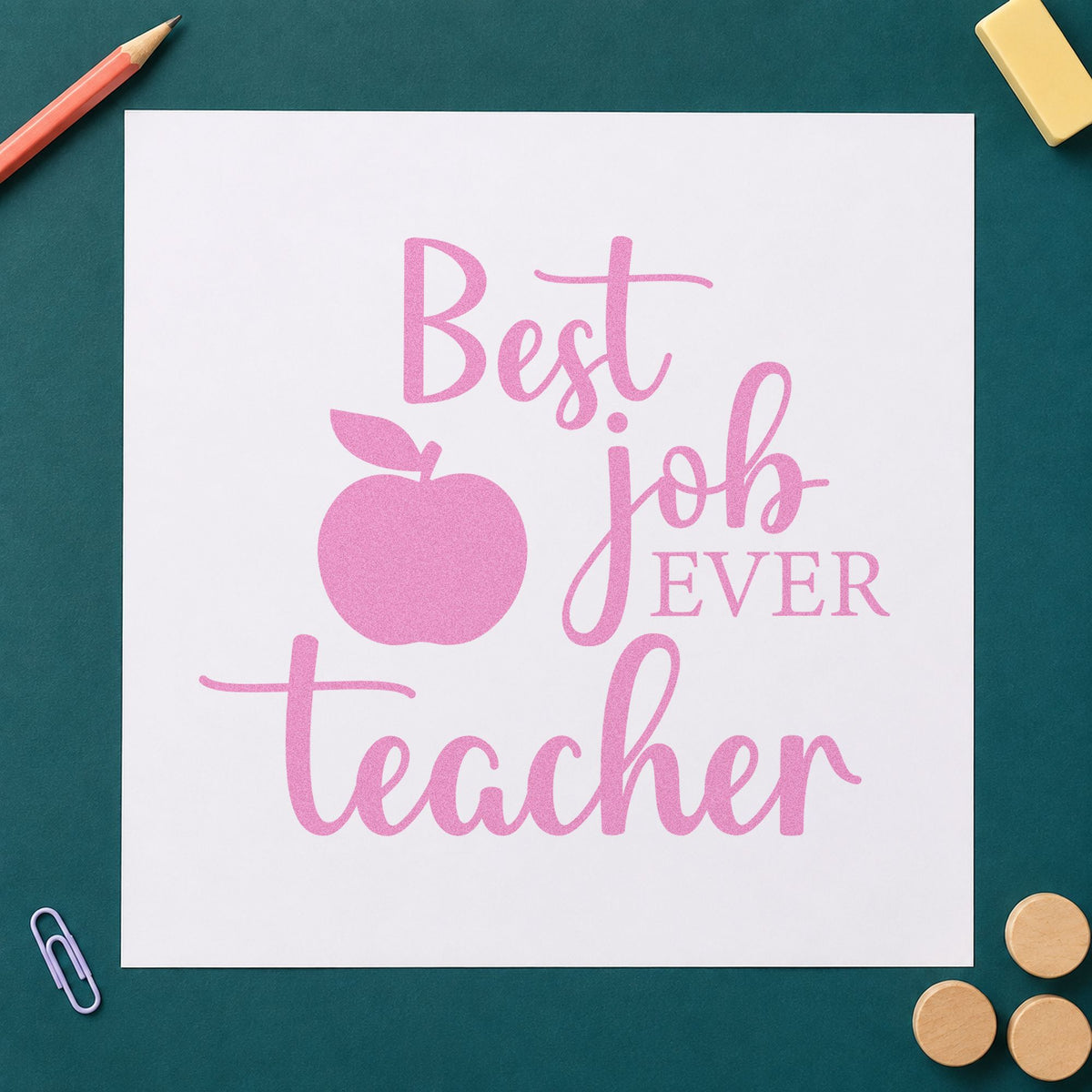 Best Job Ever Teacher Apple Pre-Inked Stamp – Slim in use 10