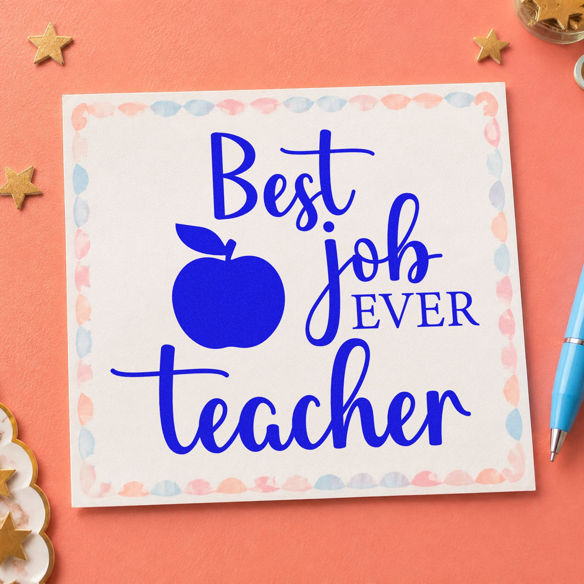 Best Job Ever Teacher Apple Pre-Inked Stamp – Slim in use 6