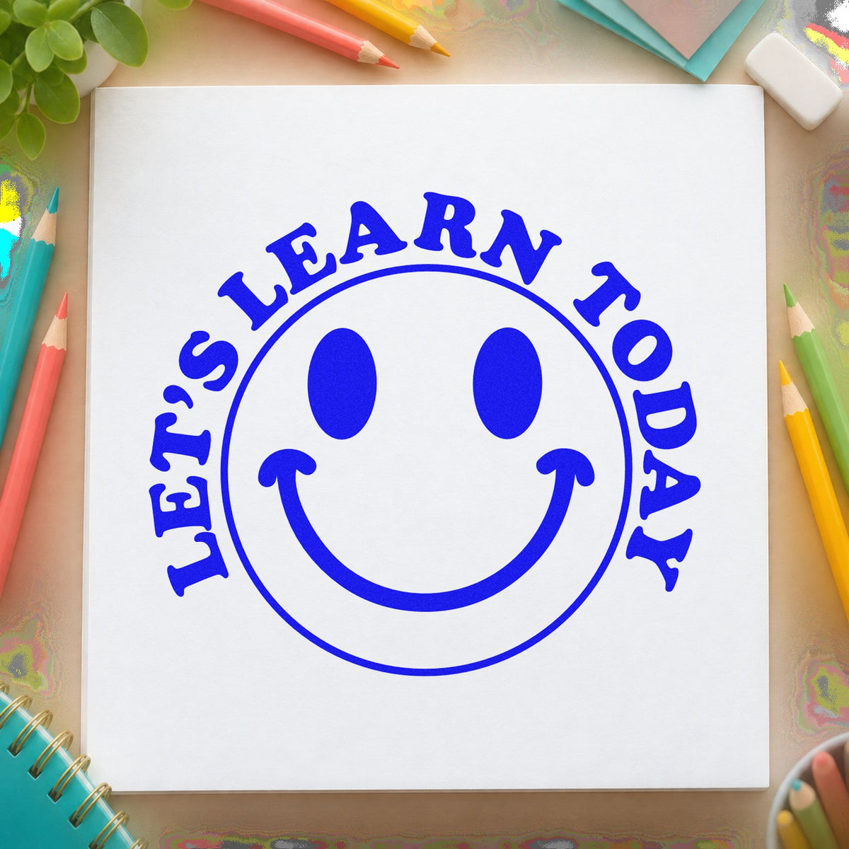 Learn Today Smiley Word Art PSI Pre-Inked Stamp in use 6