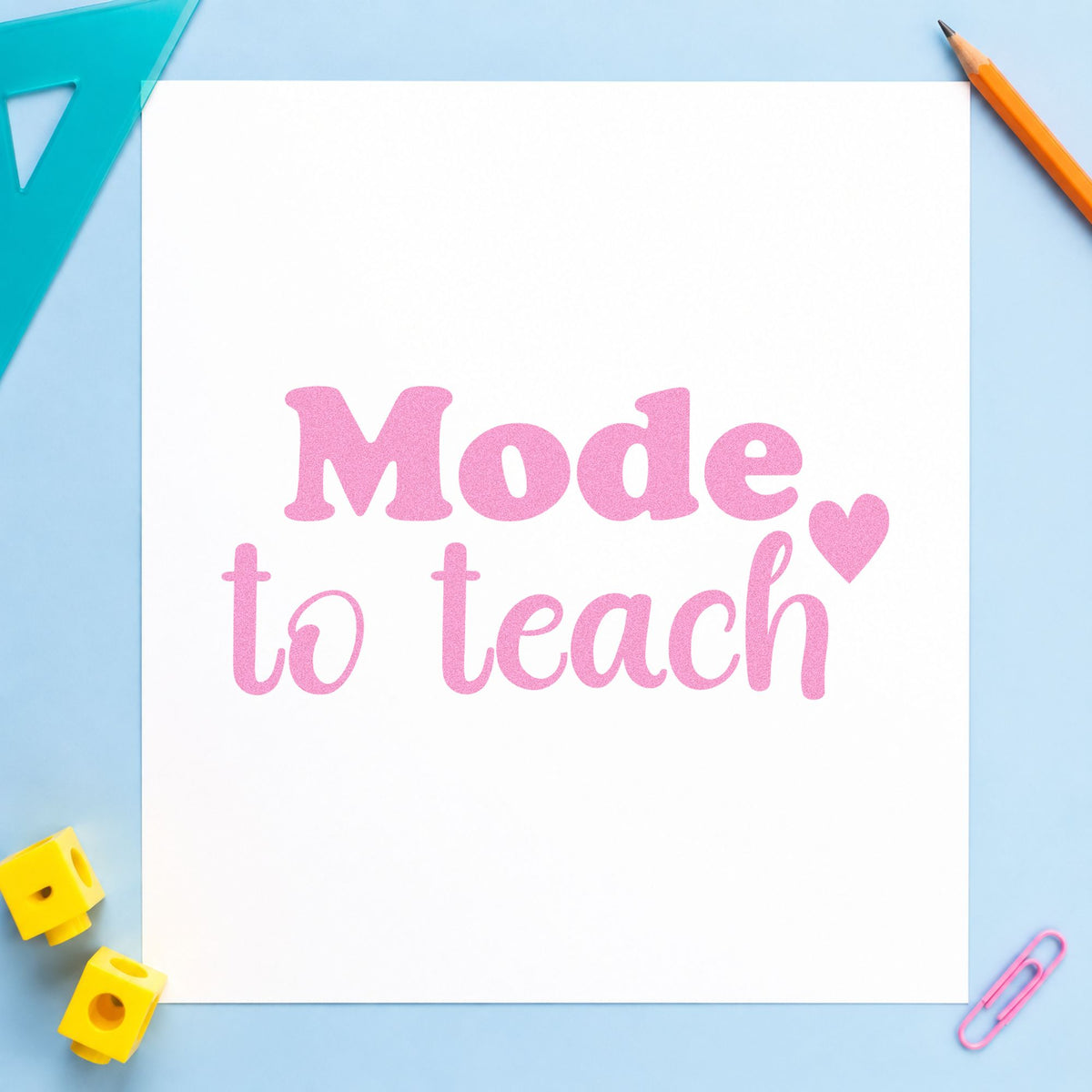 Made To Teach Simple craft stamp in purple ink on cardstock, an easy option for type study tags.