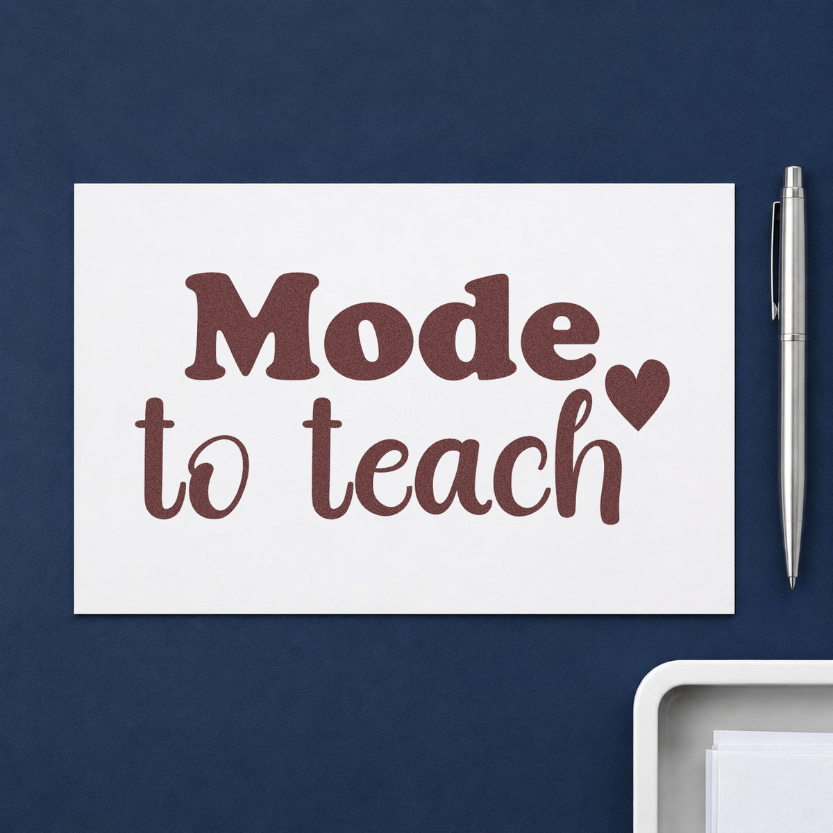 Made To Teach Simple rubber stamp printed in brown ink, ready for ink pad labels and similar paper crafts.